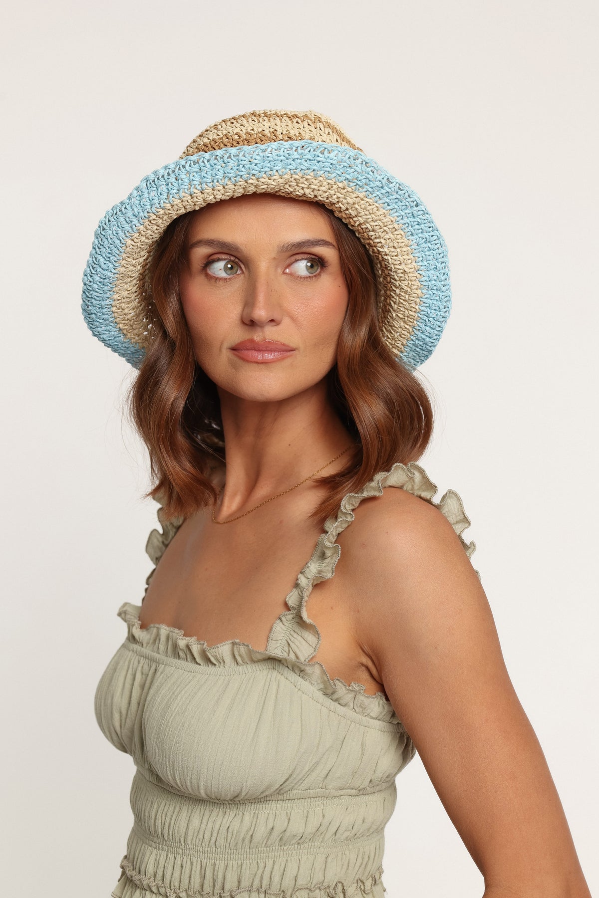 ACCESSORIES Stevie Woven Bucket Hat - Multi Blue Stripe