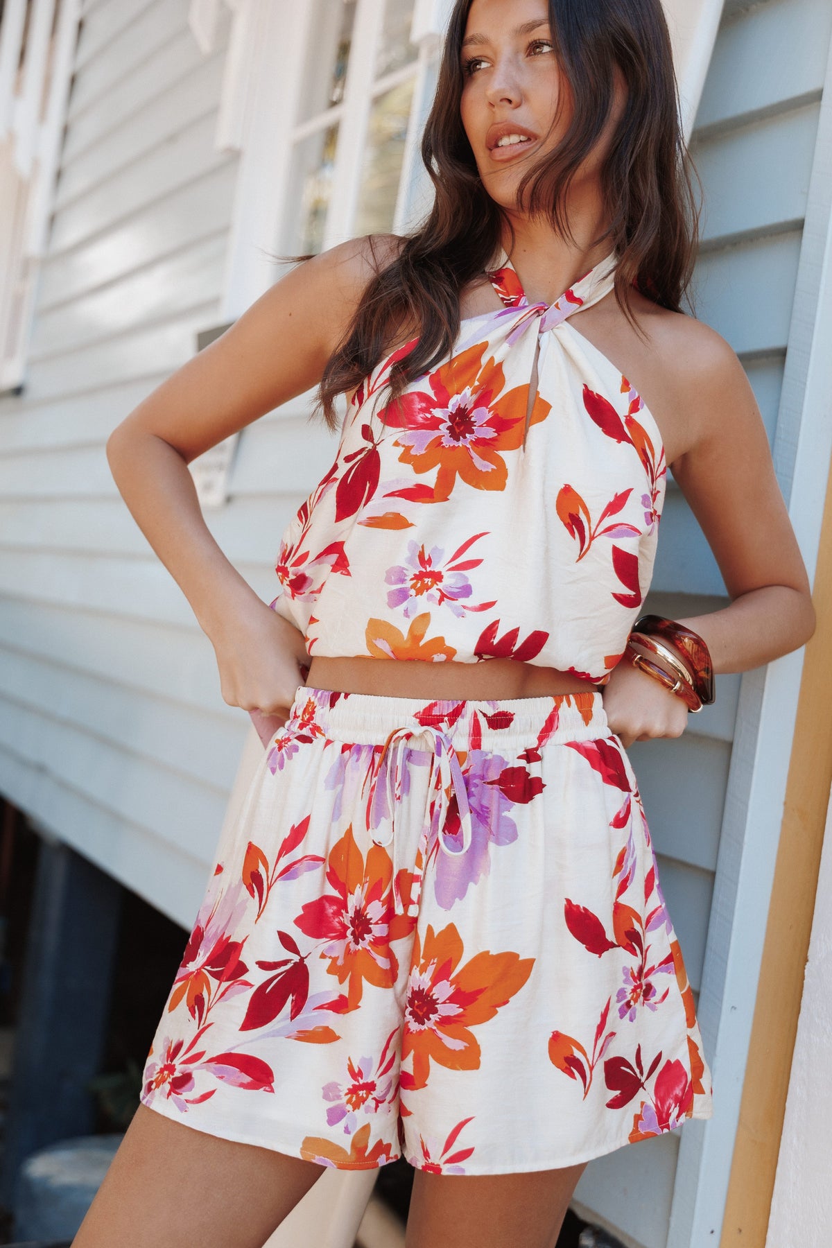 BOTTOMS Adriane Shorts - Orange Pink Floral