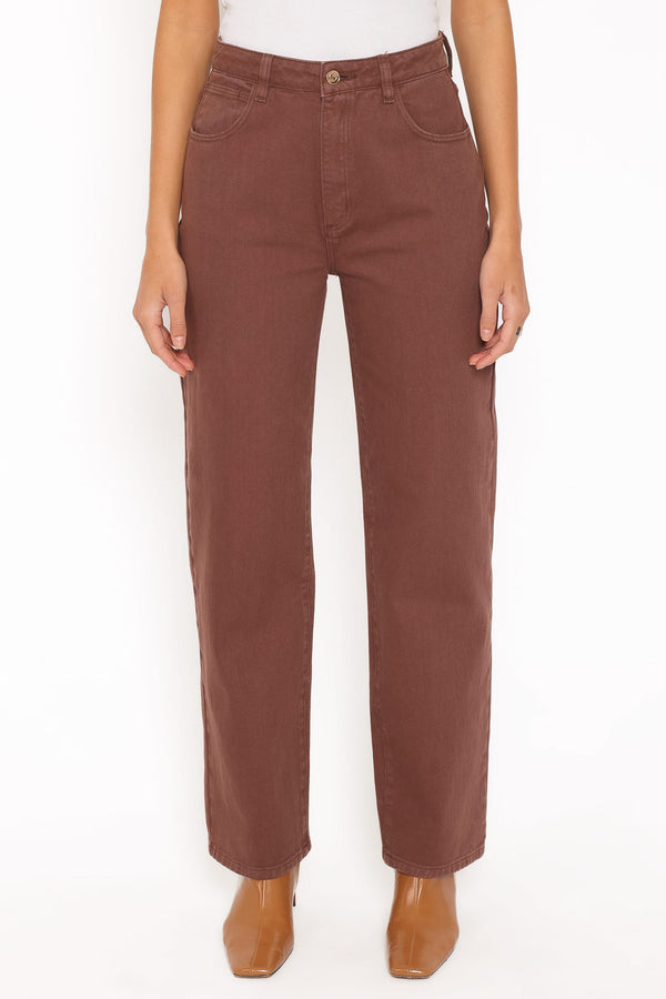BOTTOMS Ailis Wide Leg Jean - Chocolate