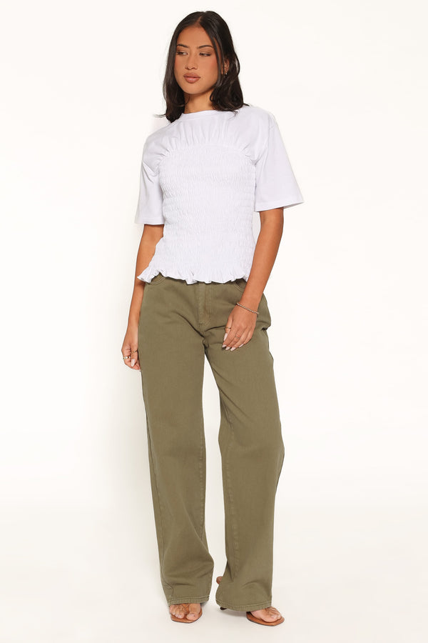 BOTTOMS Ailis Wide Leg Jean - Sage Green