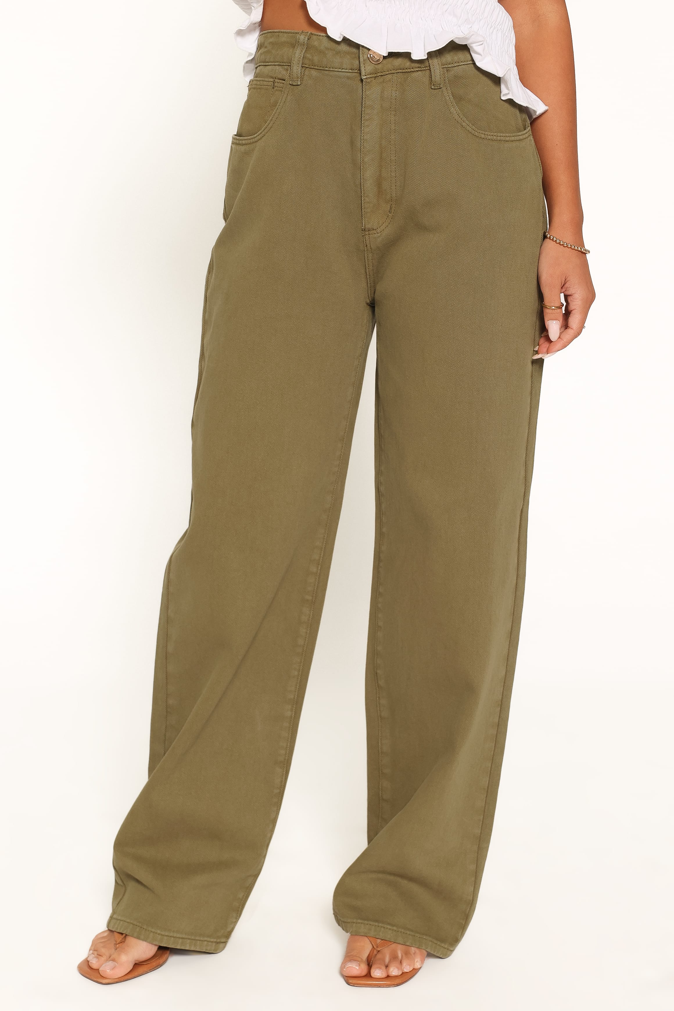BOTTOMS Ailis Wide Leg Jean - Sage Green