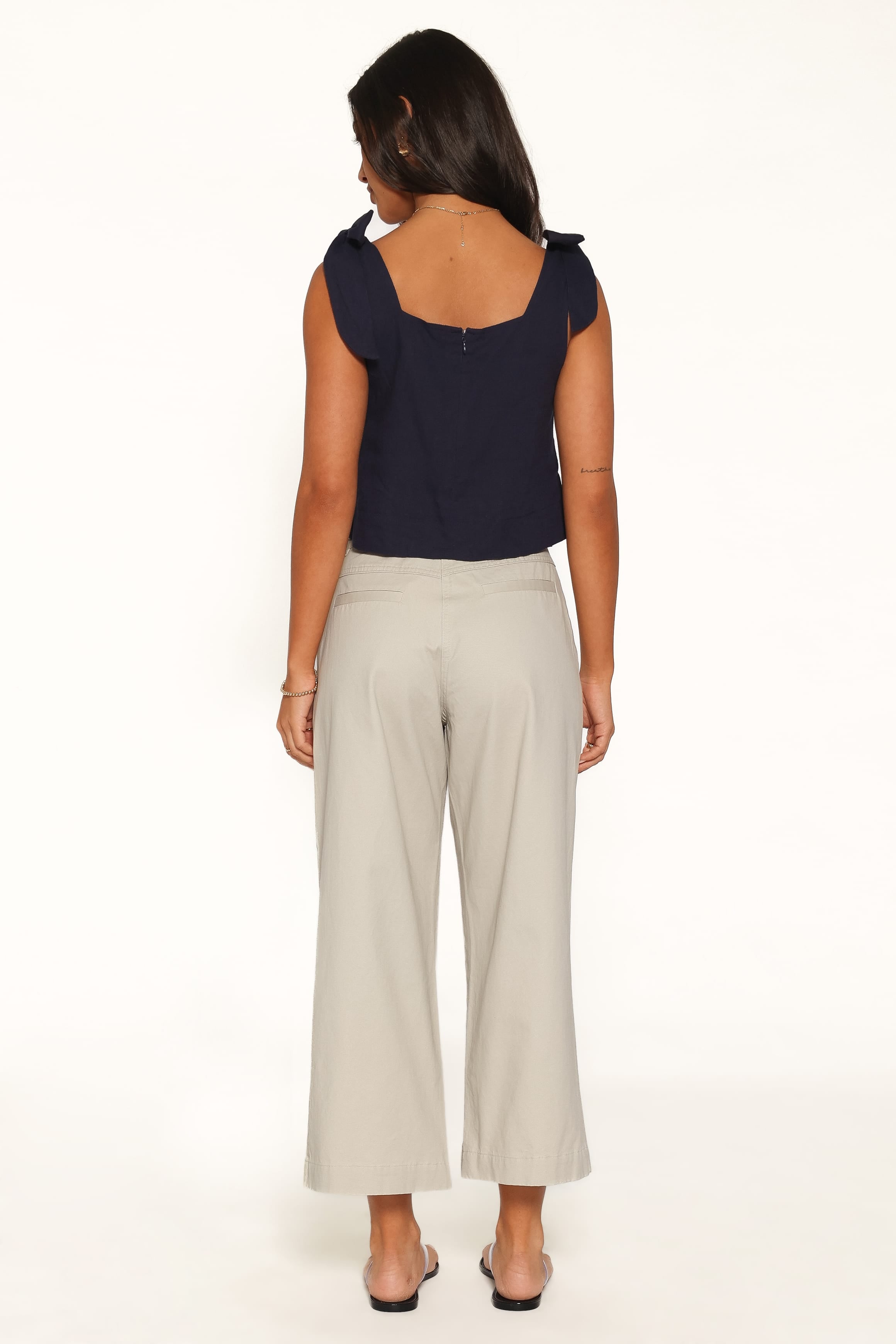 BOTTOMS Alamara Cropped Twill Trouser Pants - Oatmeal