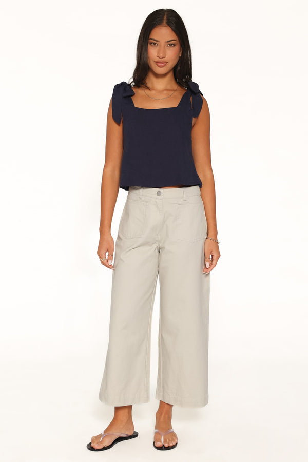 BOTTOMS Alamara Cropped Twill Trouser Pants - Oatmeal