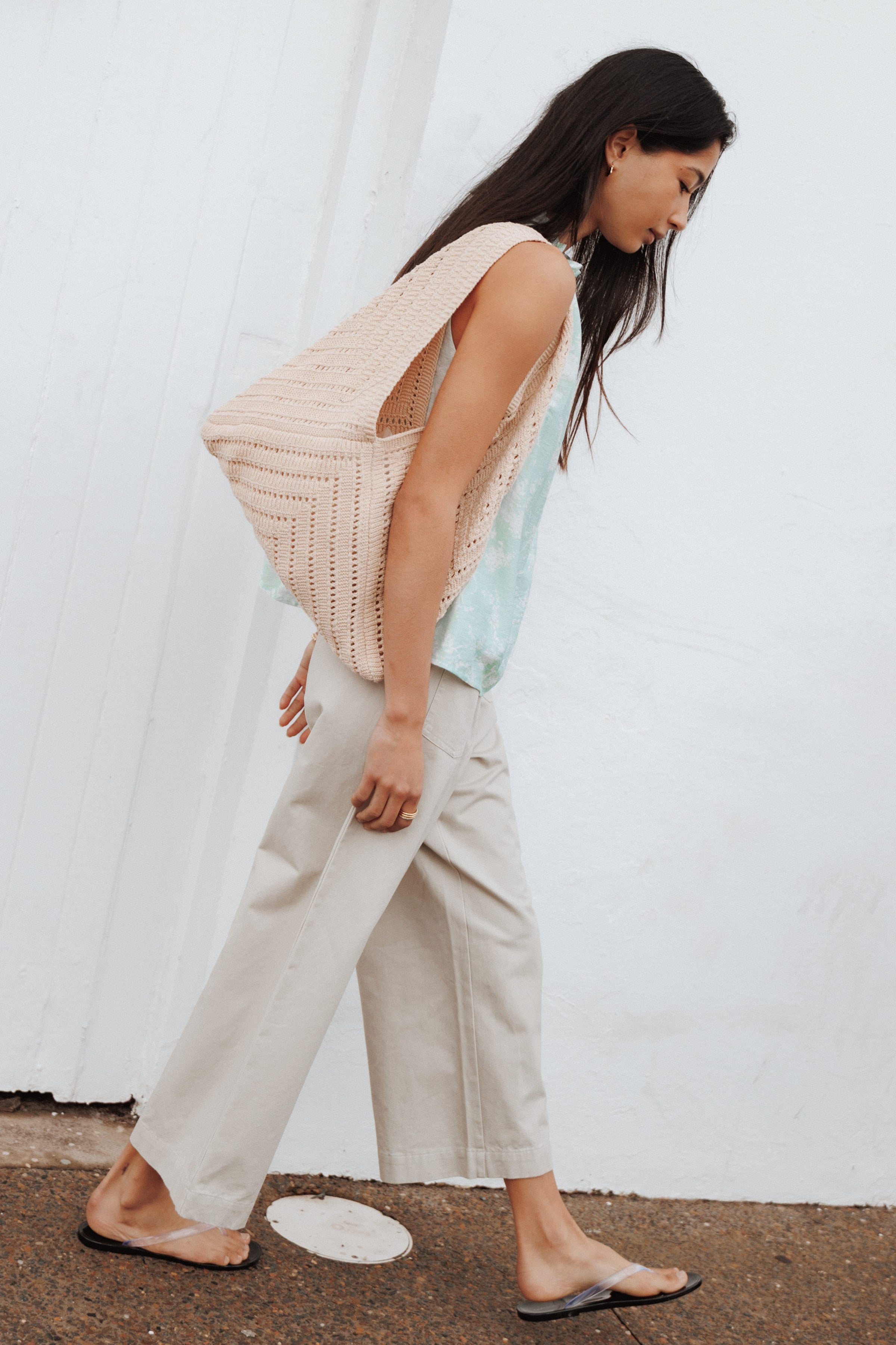 BOTTOMS Alamara Cropped Twill Trouser Pants - Oatmeal