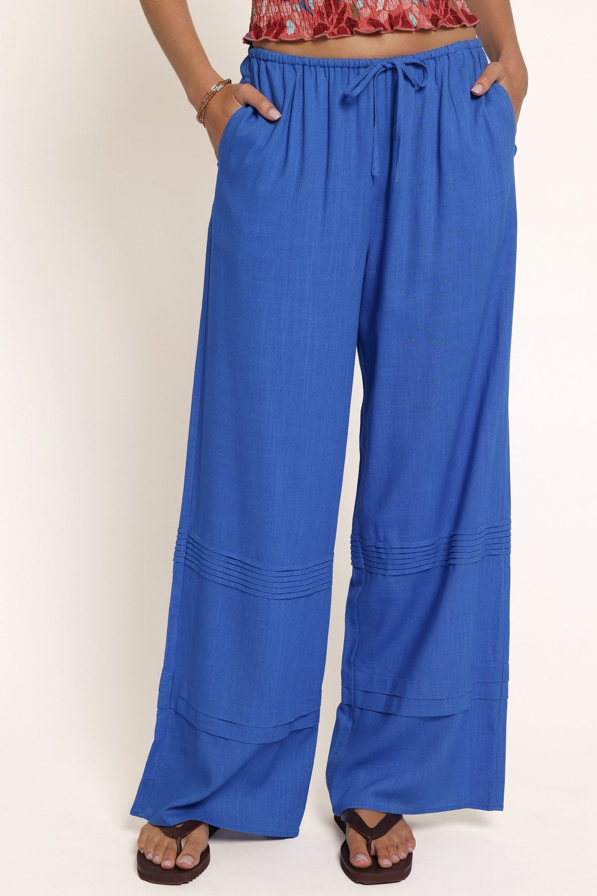 BOTTOMS Alorina Pleated Hem Pant - Electric Blue