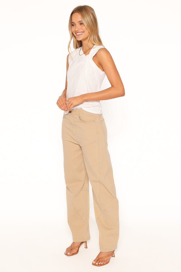 BOTTOMS Amity Barrel Leg Denim Jeans - Mushroom