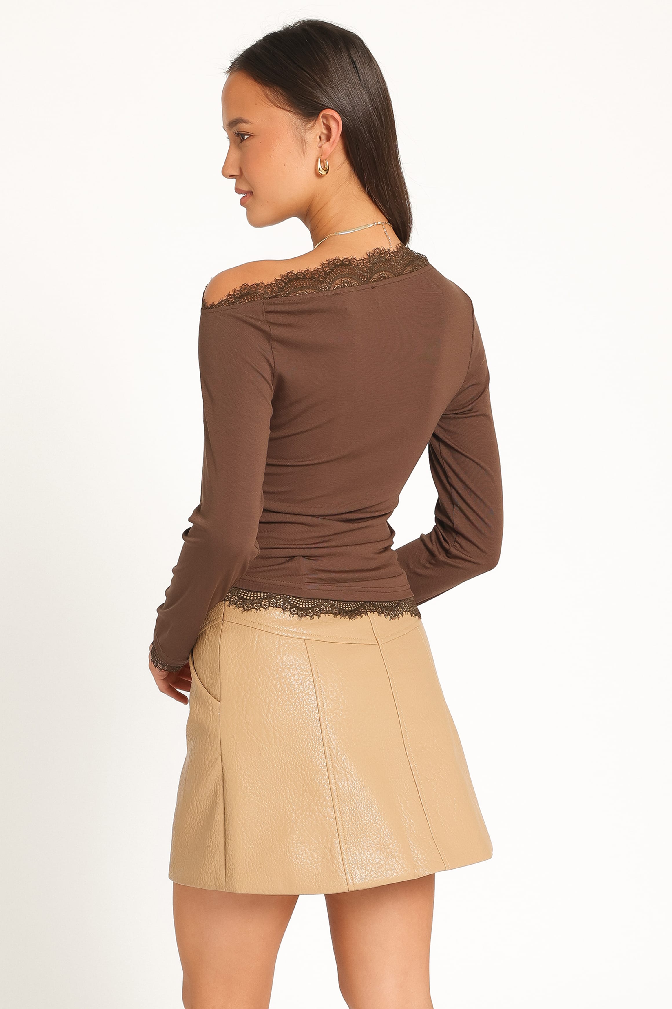 BOTTOMS Ardella Vegan Leather Mini Skirt - Mocha