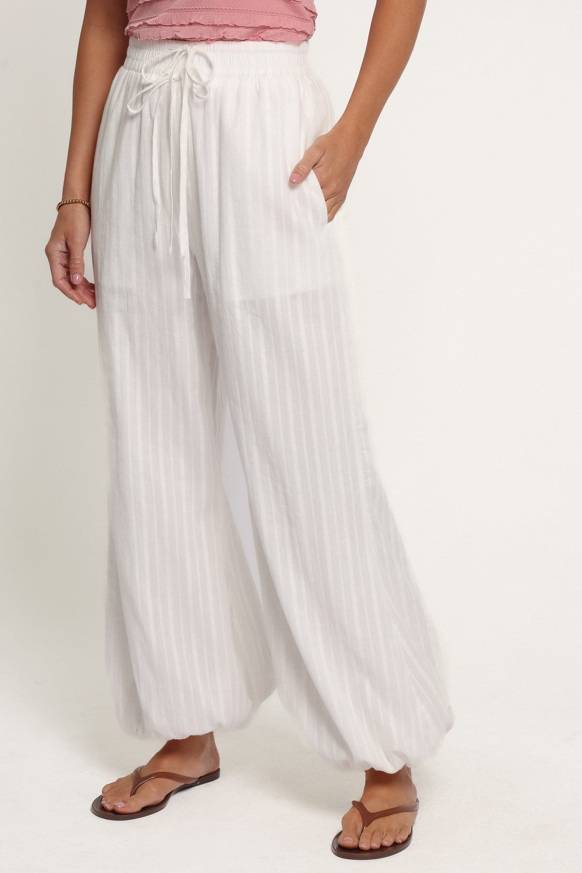 BOTTOMS Ayden Balloon Hem Pants - White
