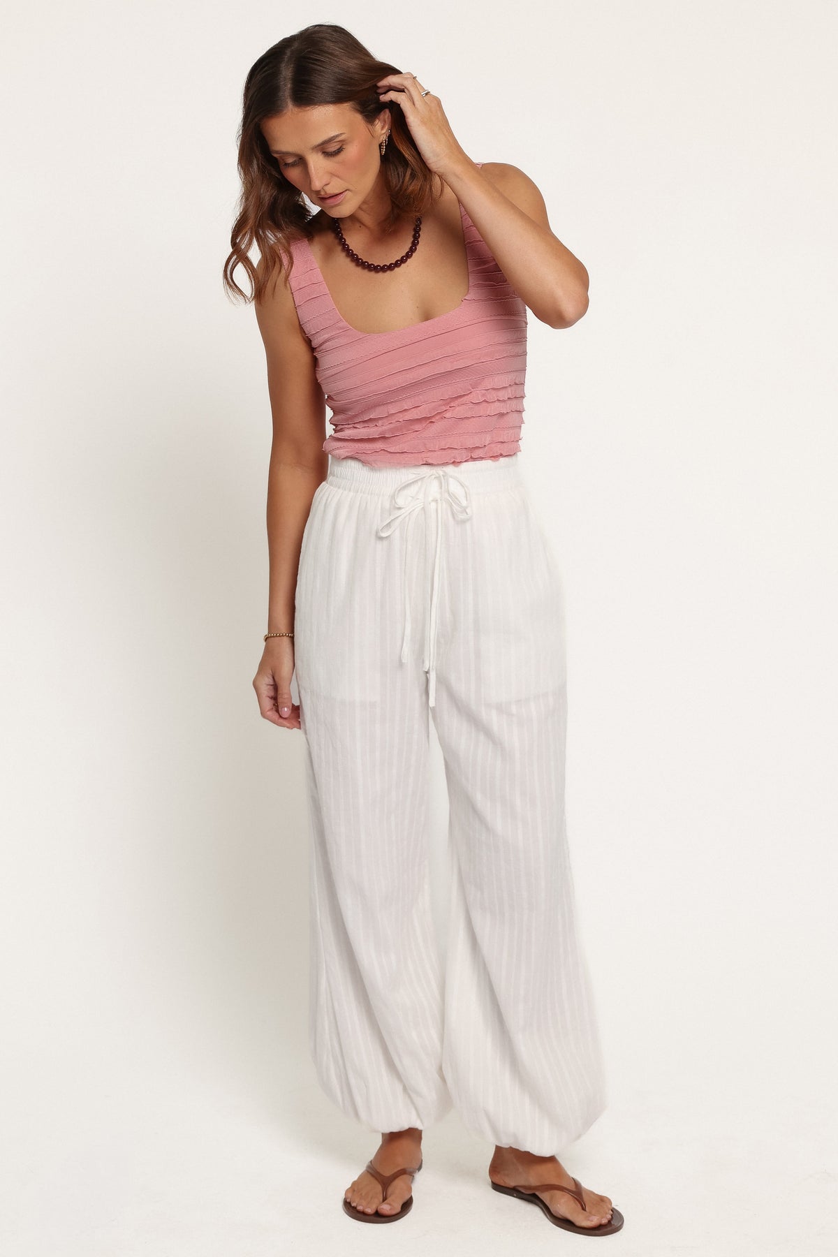 BOTTOMS Ayden Balloon Hem Pants - White