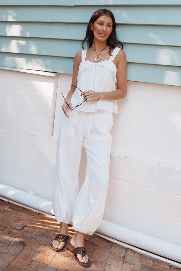 BOTTOMS Ayden Balloon Hem Pants - White