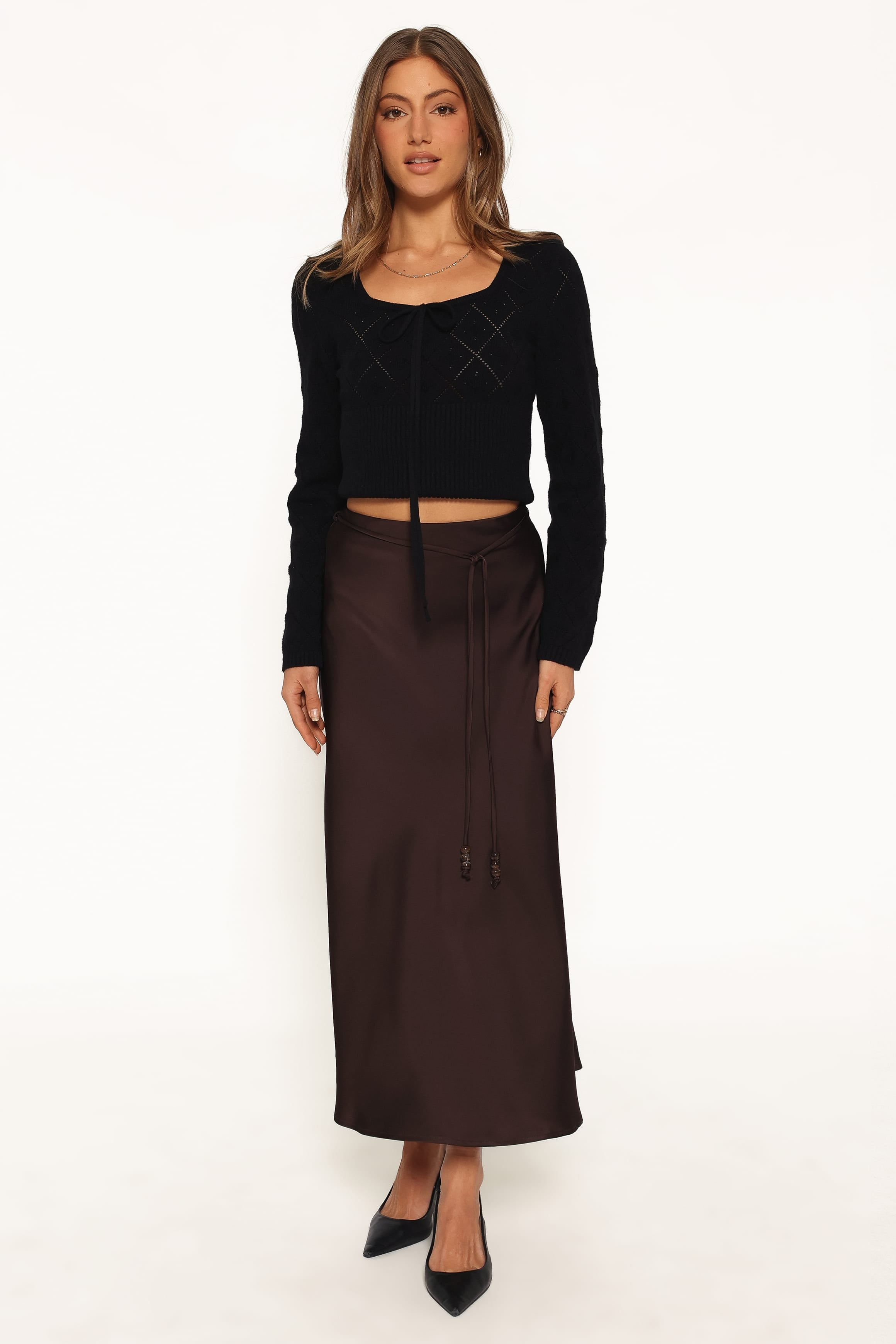 BOTTOMS Bayley Midi Skirt - Chocolate Brown