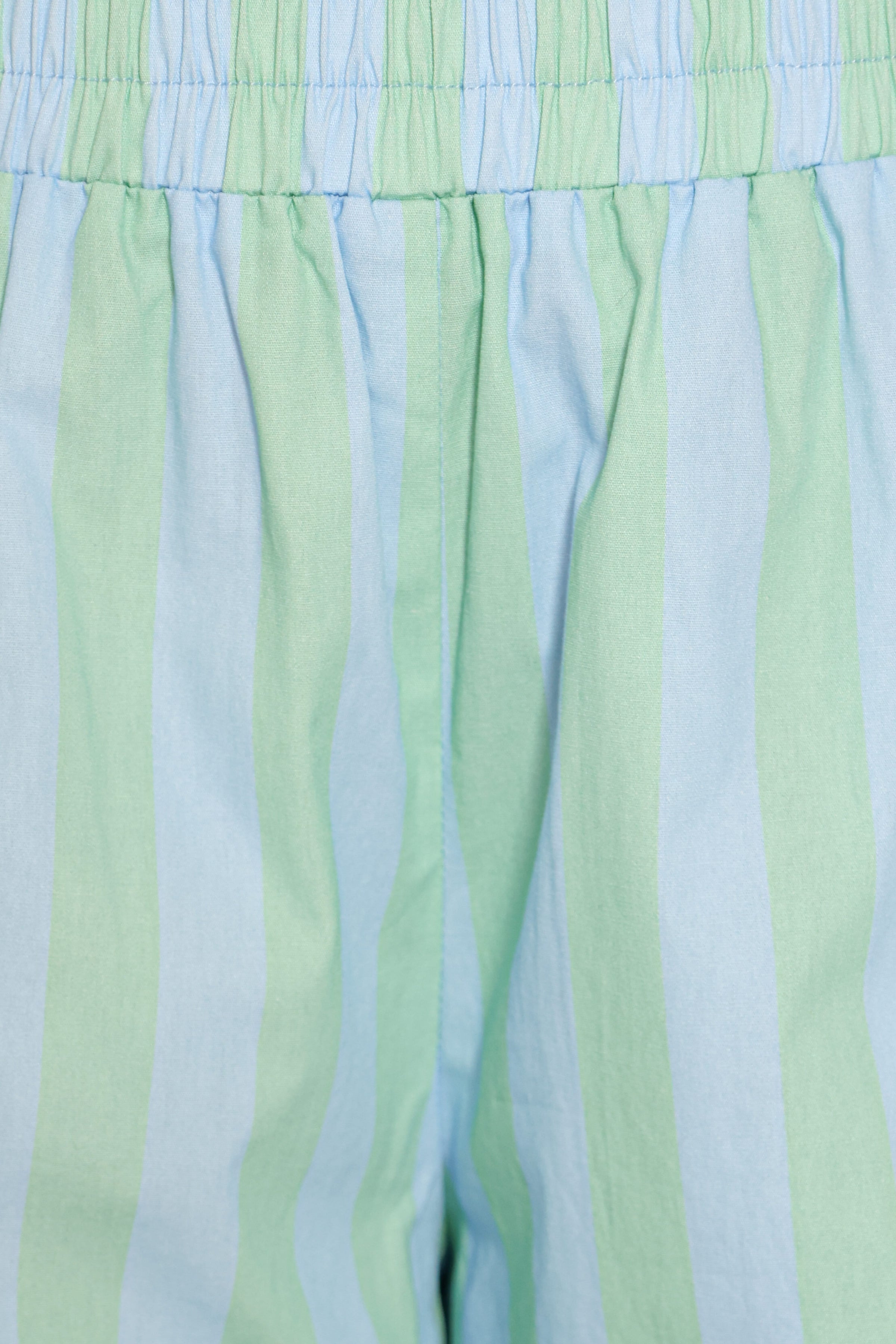 BOTTOMS Carlon Scallop Hem Shorts - Green/Blue Stripe