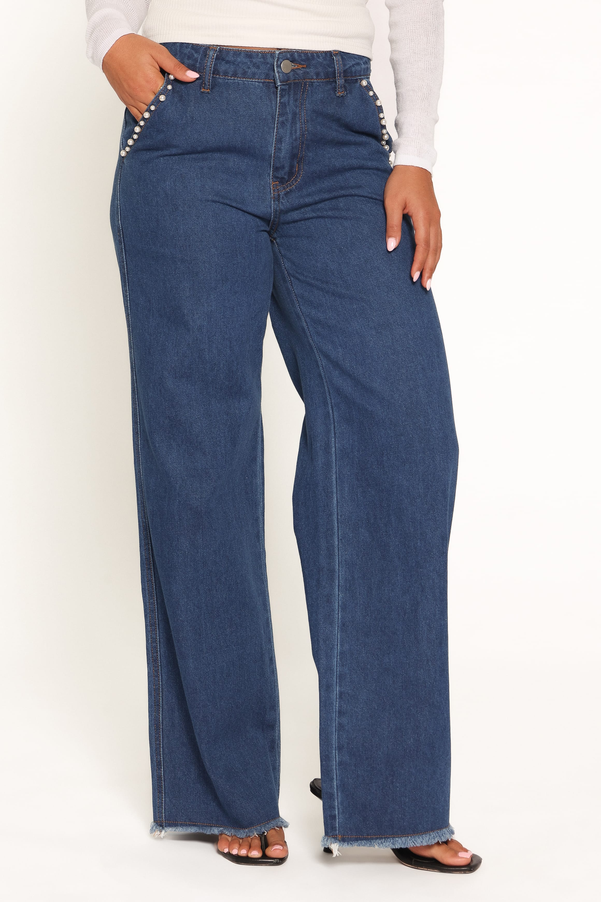 BOTTOMS Carmela Pearl Trim Jeans - Indigo