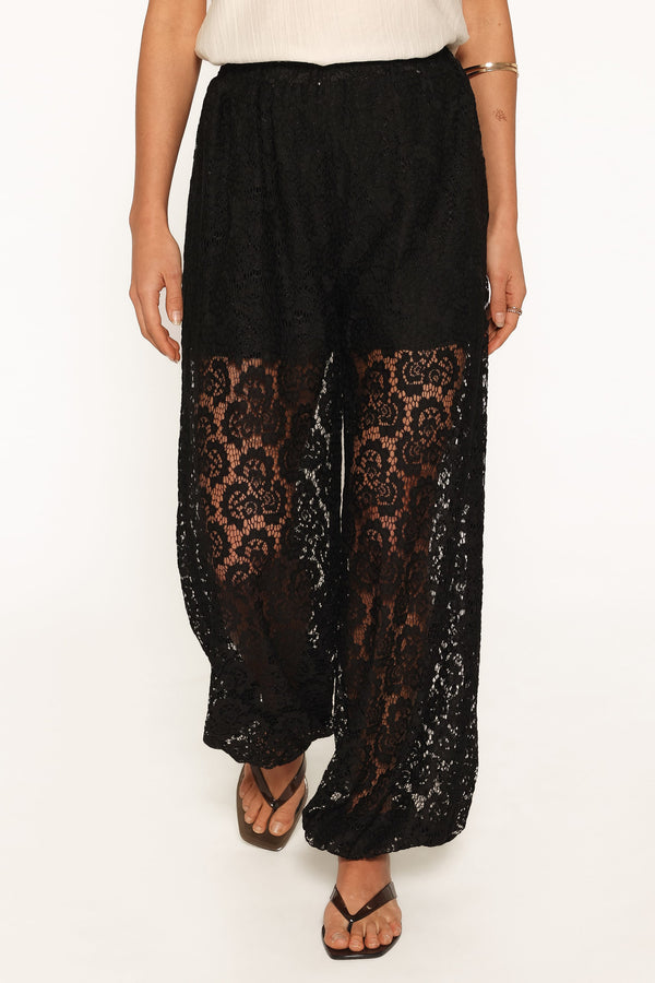 BOTTOMS Chloe Balloon Lace Pant - Black