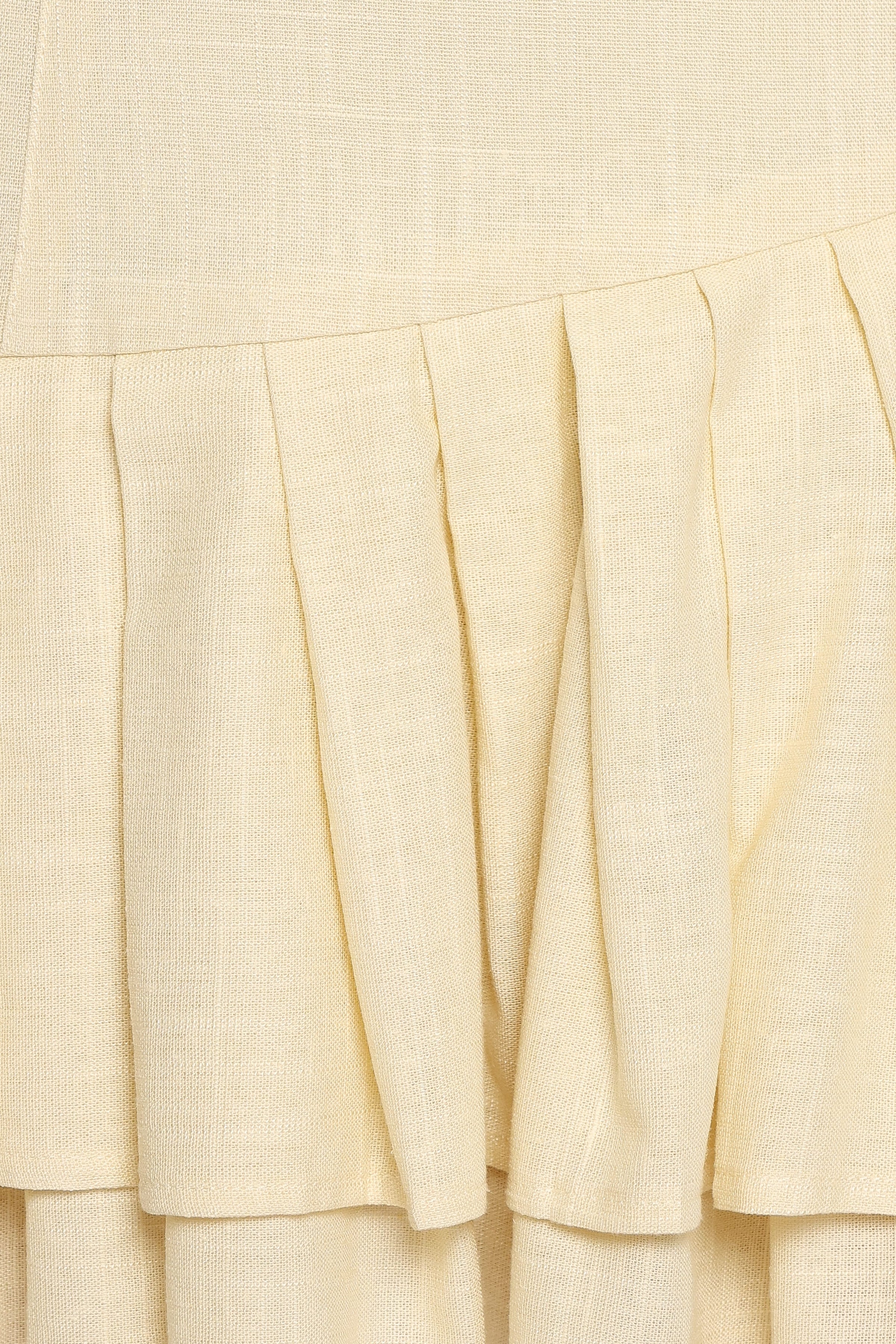 BOTTOMS Cygnus Pleated Mini Skirt - Butter Yellow Linen