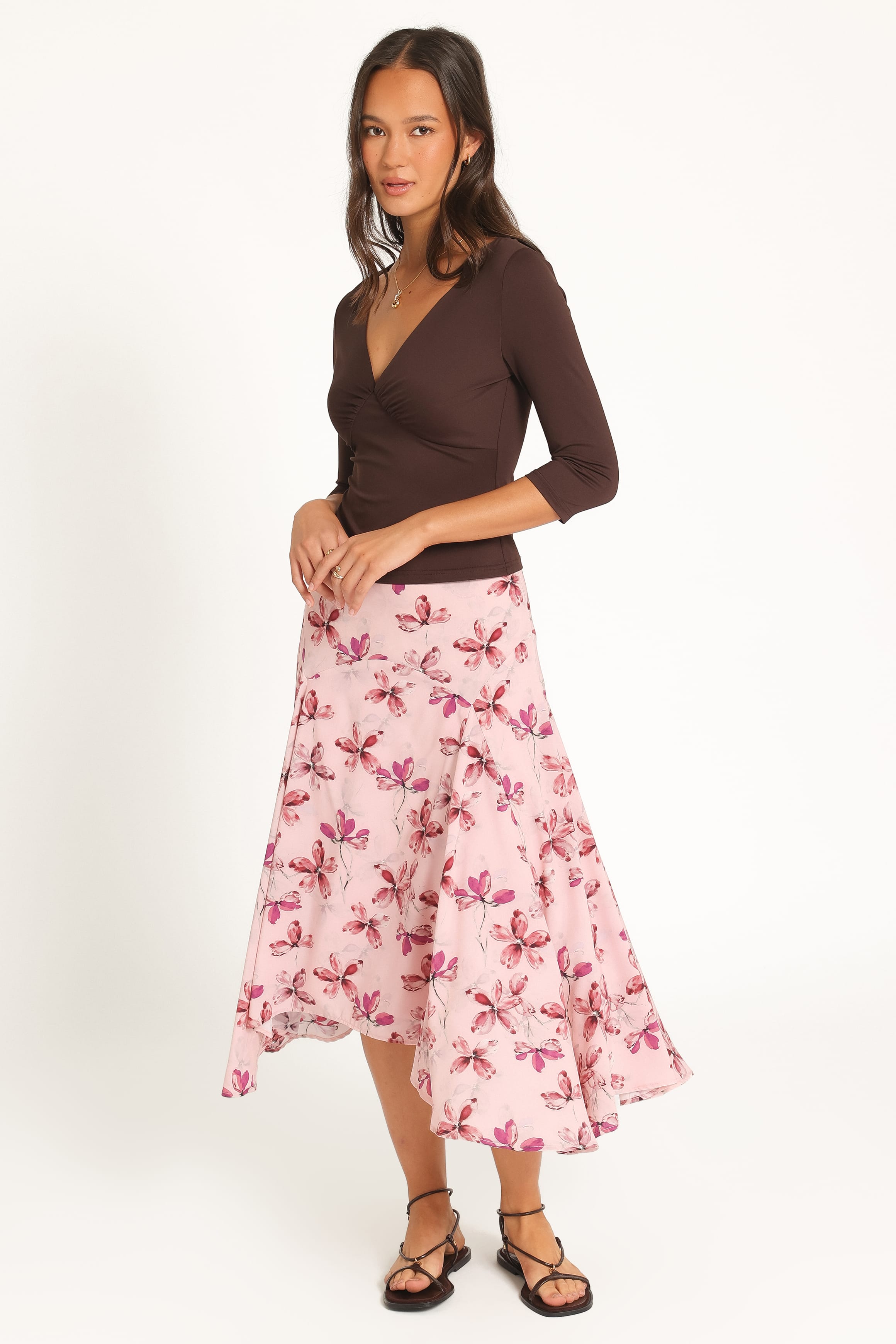 BOTTOMS Dennie Hanky Hem Skirt - Pink Floral