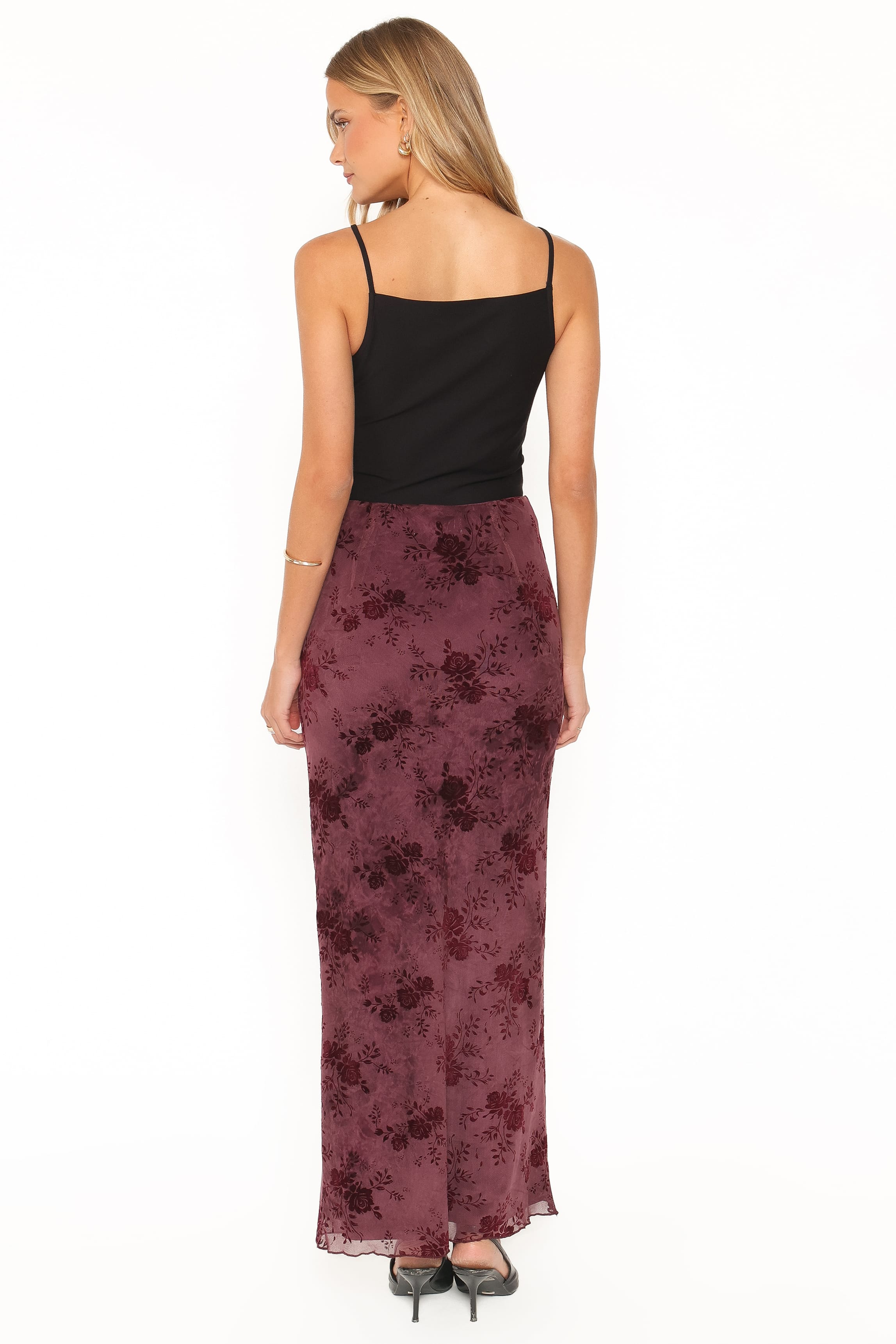 BOTTOMS Devona Gathered Maxi Skirt - Plum Burnout