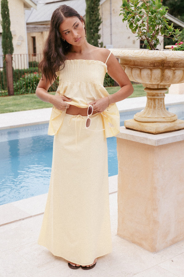 BOTTOMS Elena Cotton Maxi Skirt - Butter Yellow