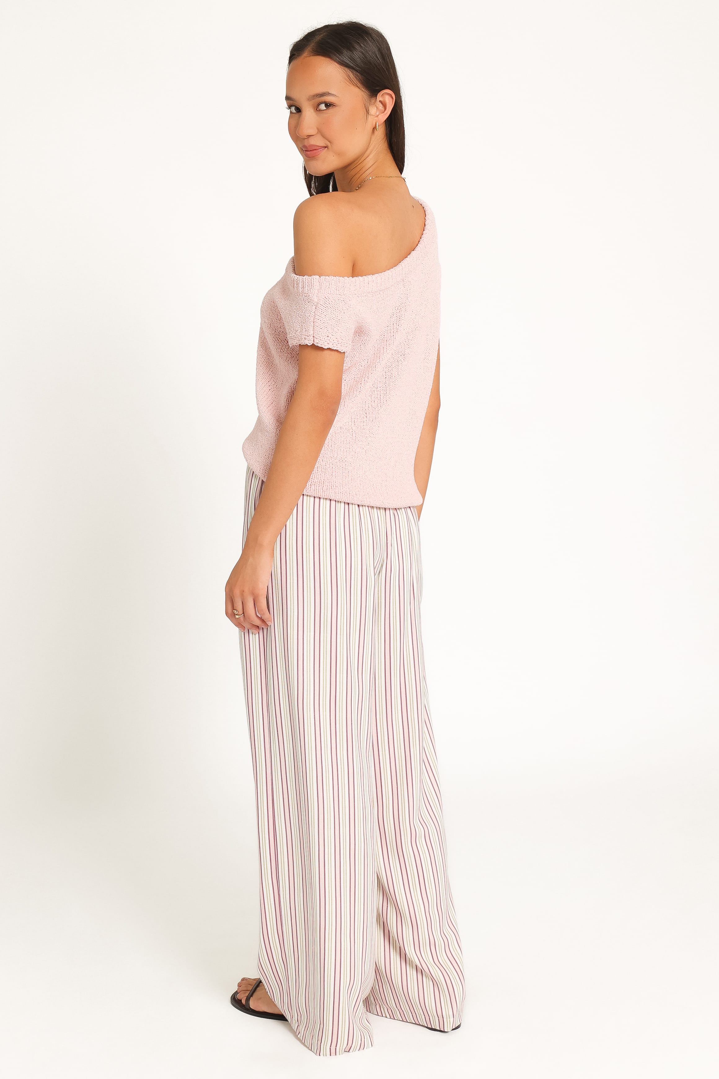 BOTTOMS Elowen Wide Leg Pants - Pink Candy Stripe