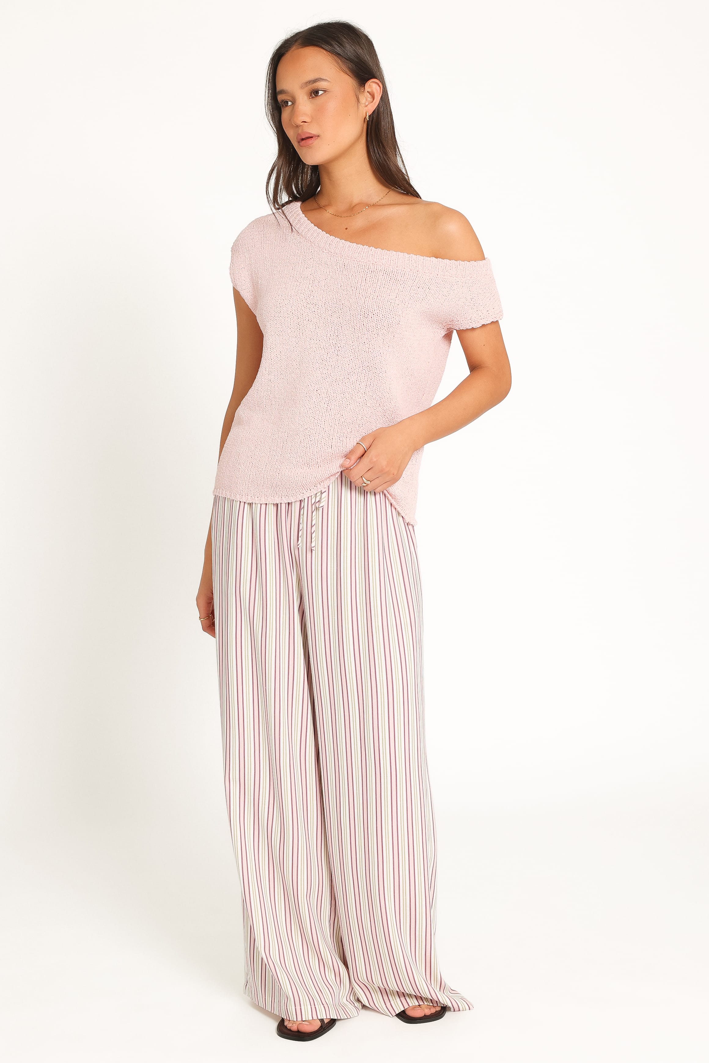 BOTTOMS Elowen Wide Leg Pants - Pink Candy Stripe
