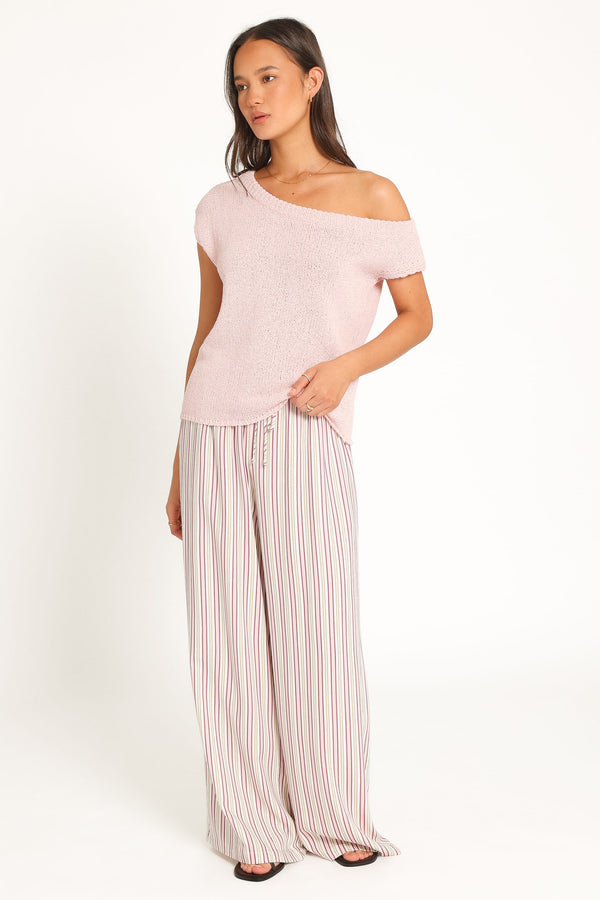 BOTTOMS Elowen Wide Leg Pants - Pink Candy Stripe