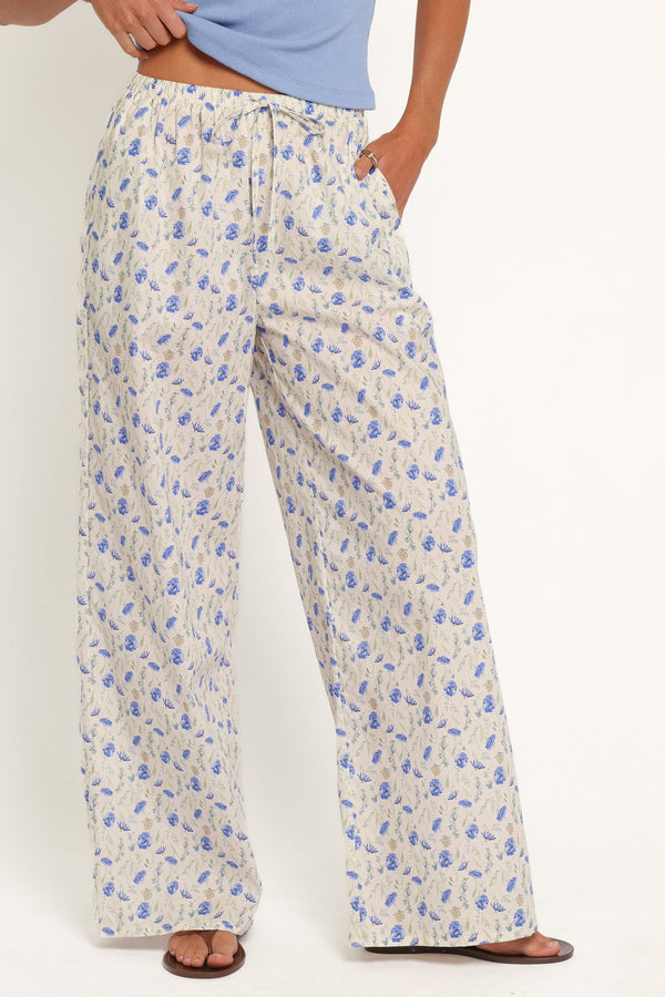 BOTTOMS Ember Cotton Pants - Blue Ditsy Floral