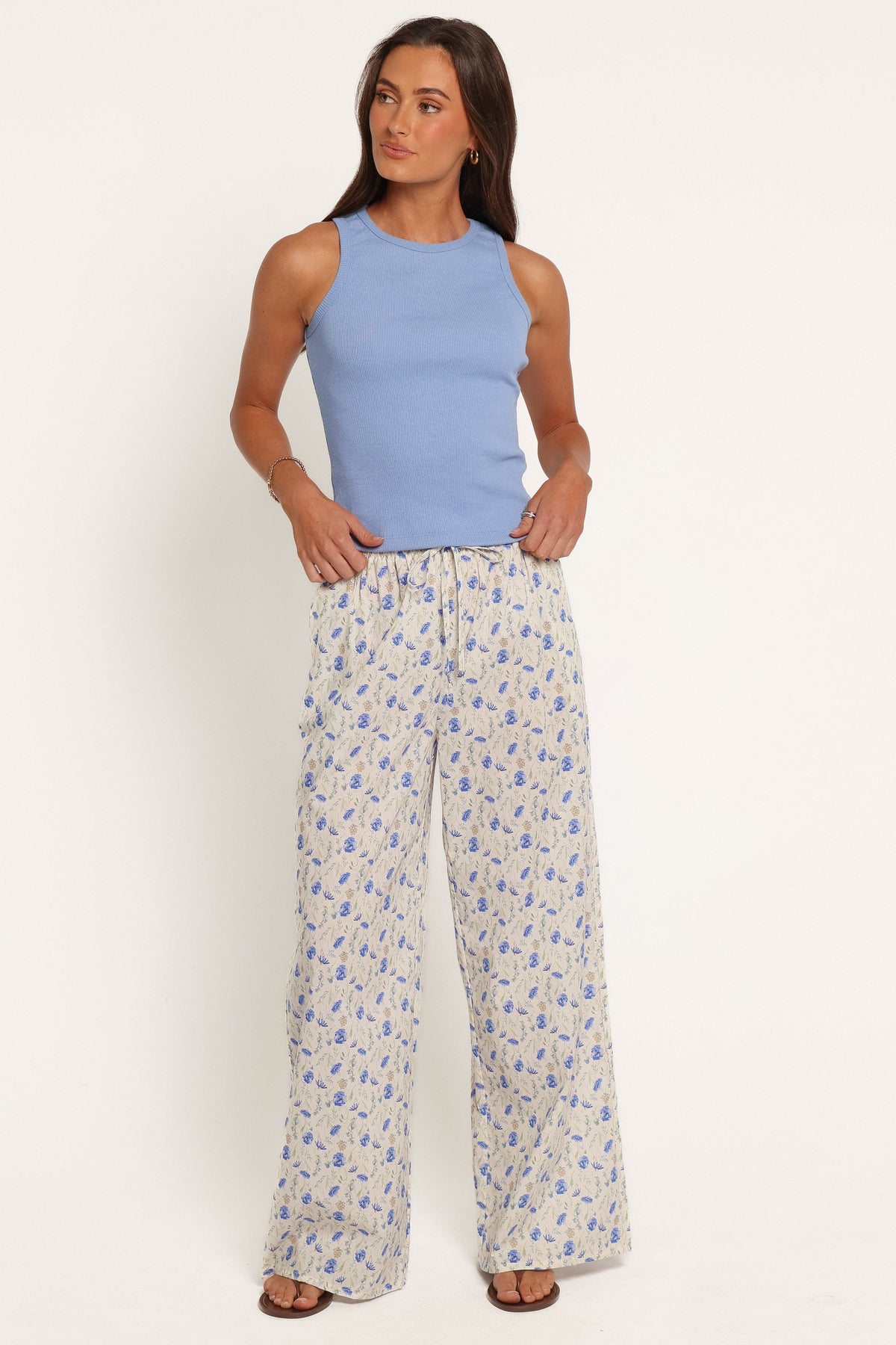 BOTTOMS Ember Cotton Pants - Blue Ditsy Floral
