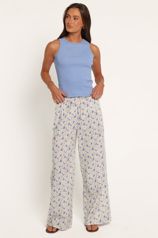 BOTTOMS Ember Cotton Pants - Blue Ditsy Floral