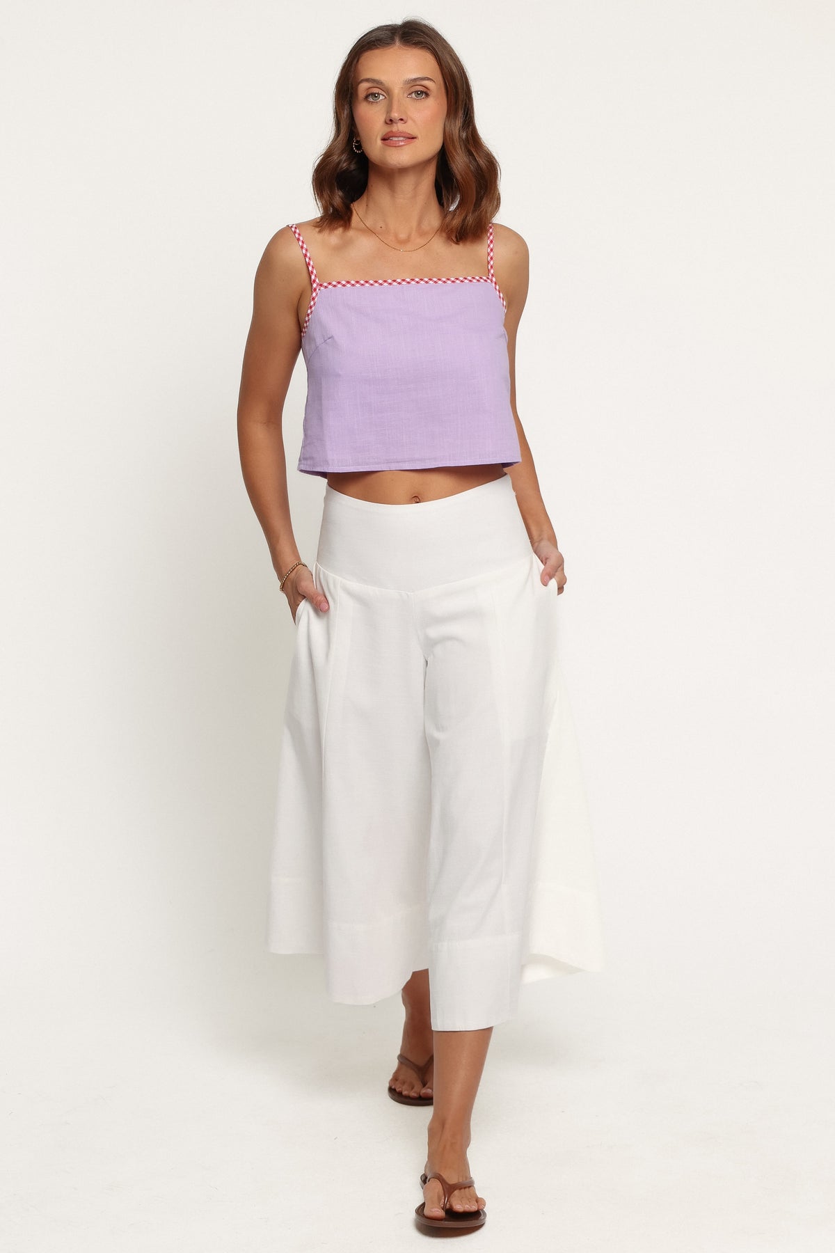 BOTTOMS Enderley Wide Leg Culotte Pants - White