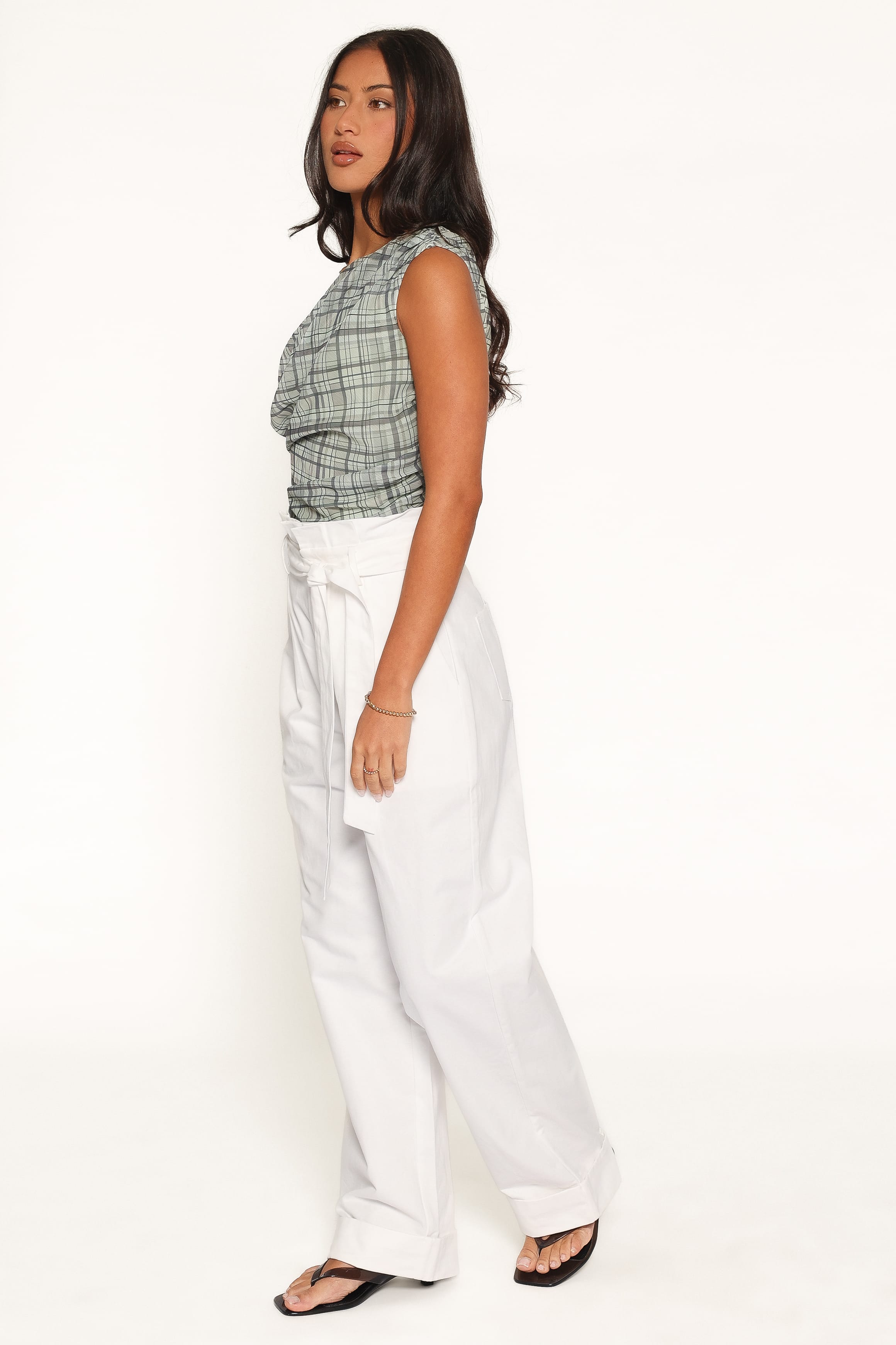 BOTTOMS Evelyn Paperbag Trouser Pants - White