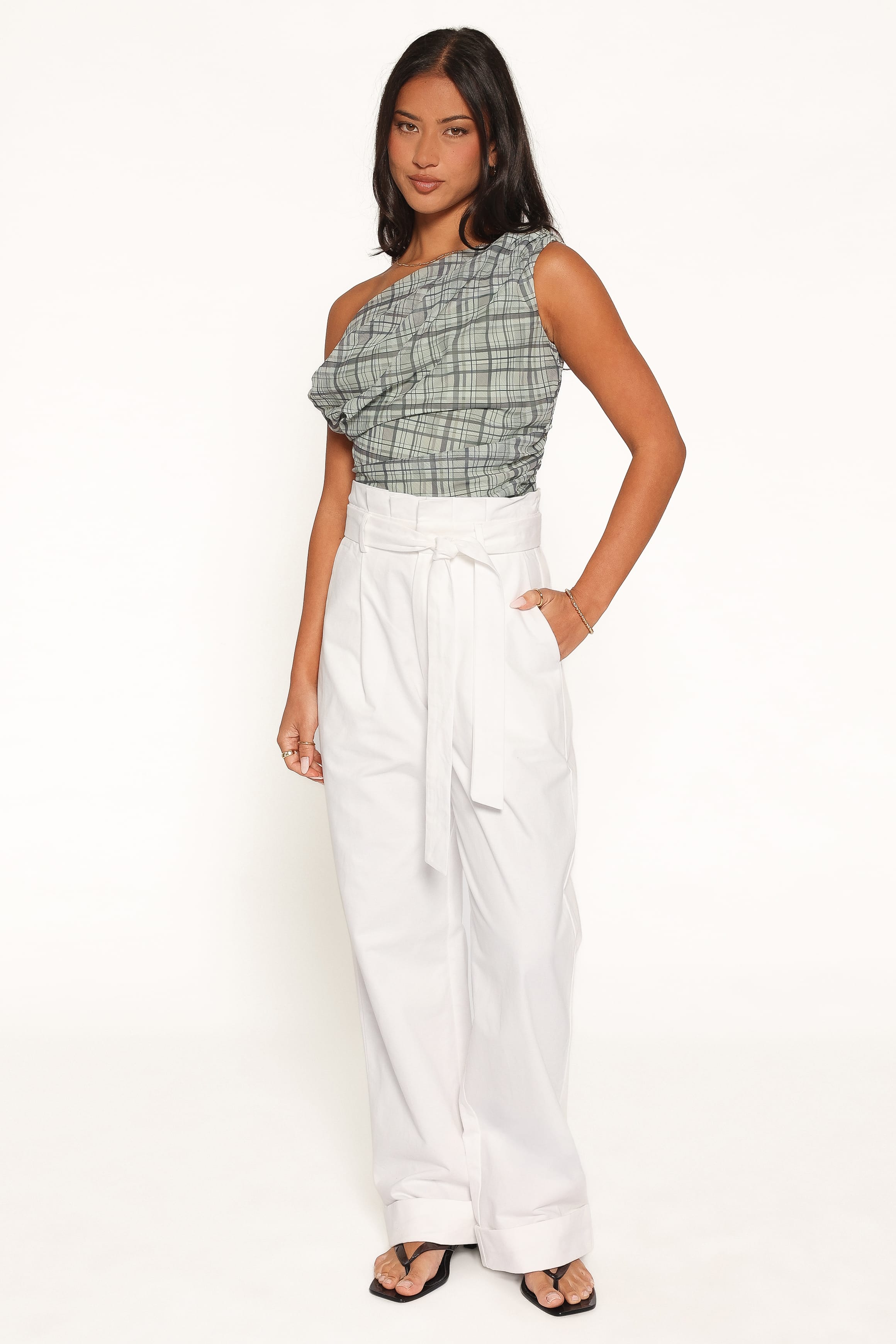 BOTTOMS Evelyn Paperbag Trouser Pants - White