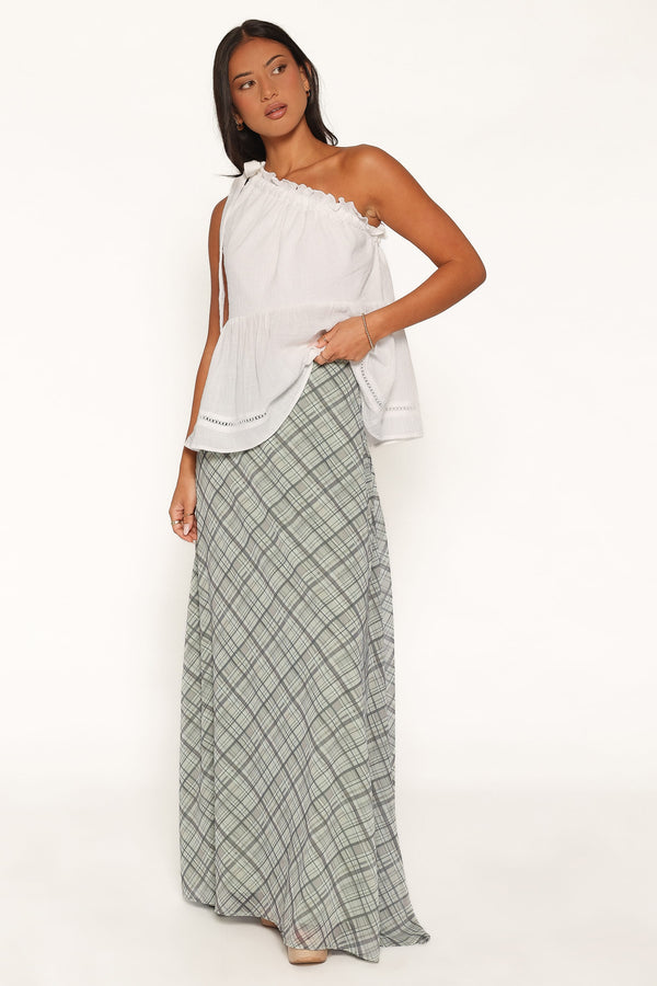 BOTTOMS Evena Maxi Skirt - Green Plaid