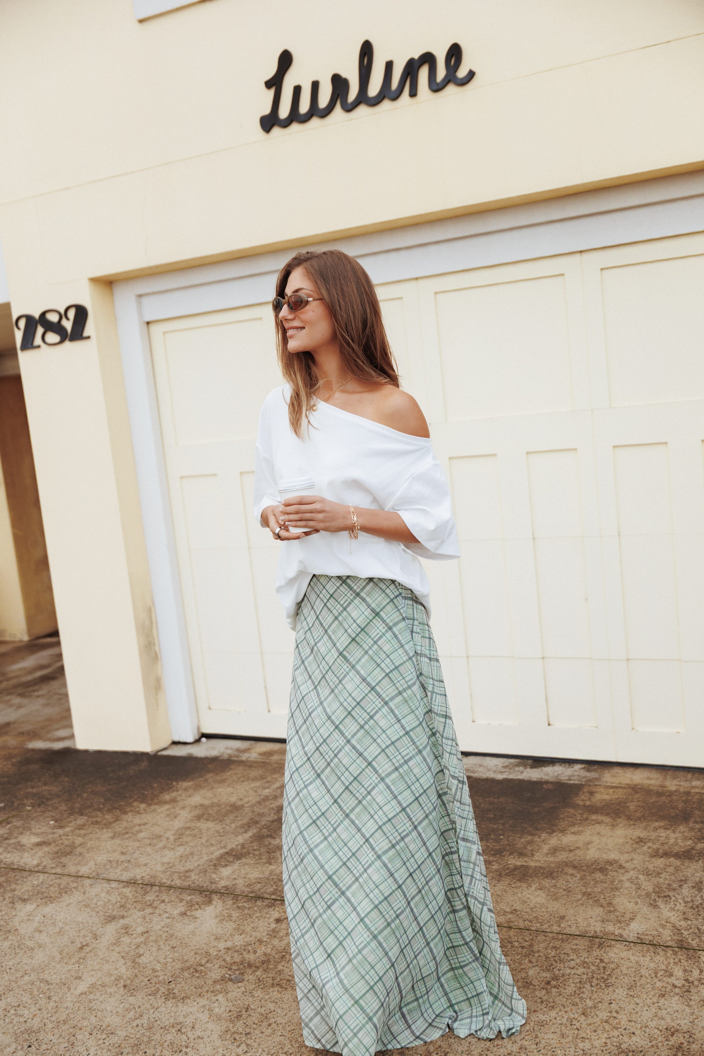 BOTTOMS Evena Maxi Skirt - Green Plaid