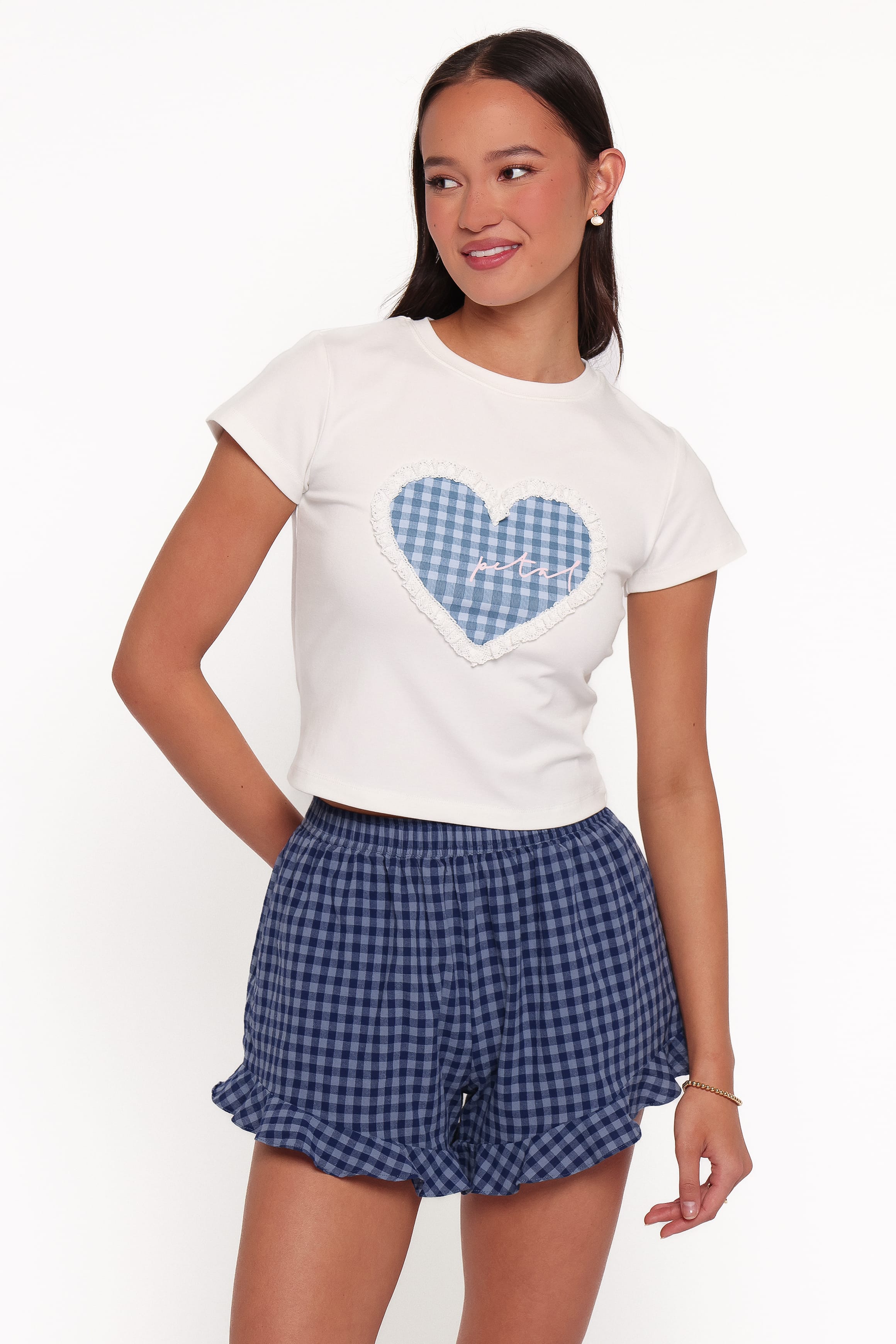 BOTTOMS Everette Frill Shorts - Navy Gingham