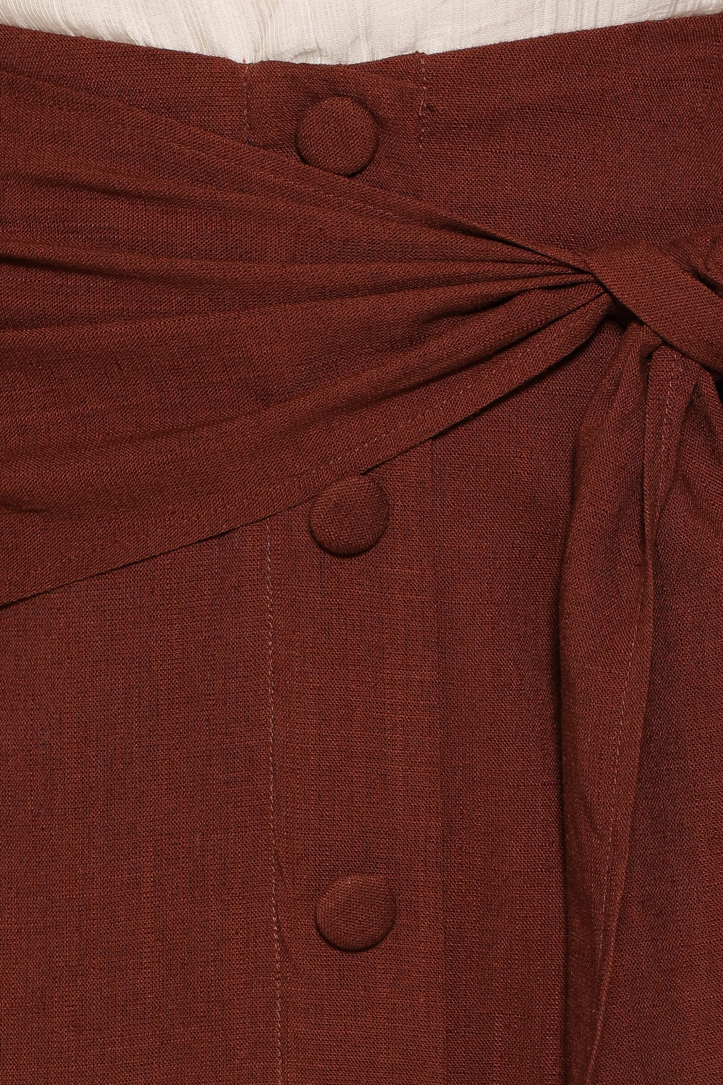 BOTTOMS Frannie Linen Blend Midi Skirt - Dark Brown