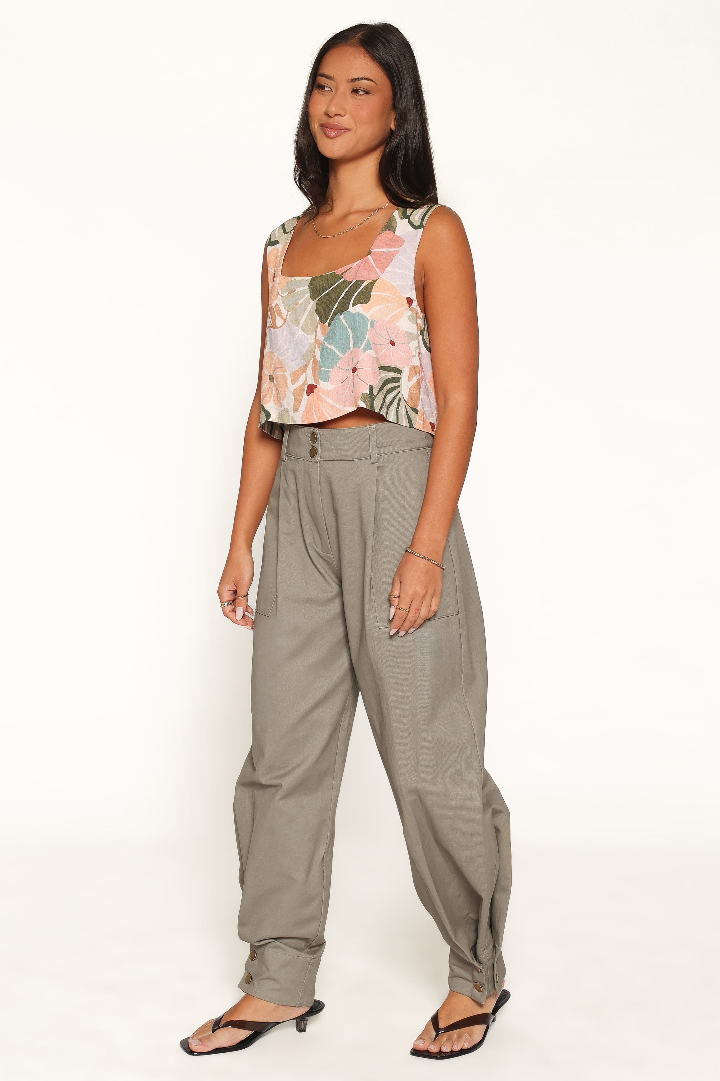 BOTTOMS Hilda Tapered Trouser Pants - Khaki