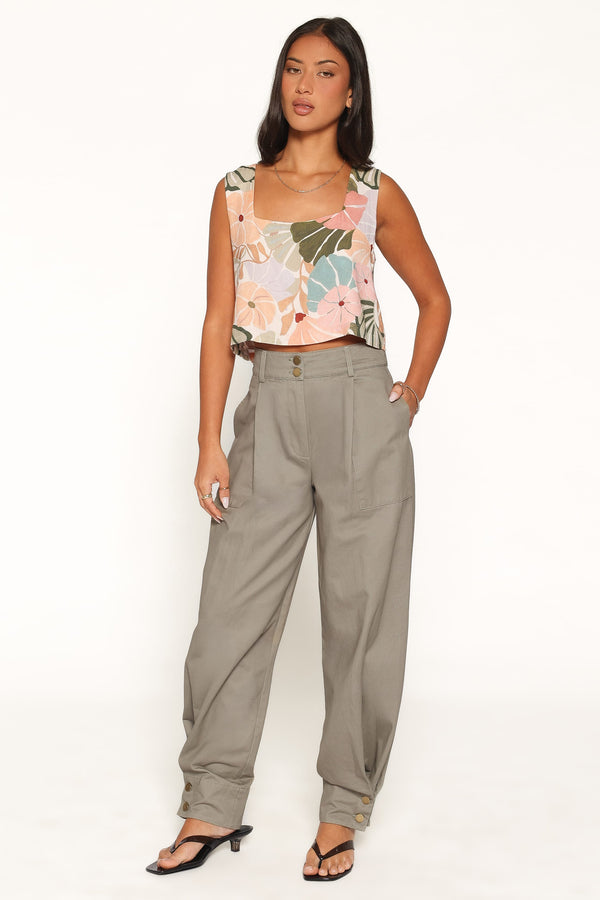 BOTTOMS Hilda Tapered Trouser Pants - Khaki