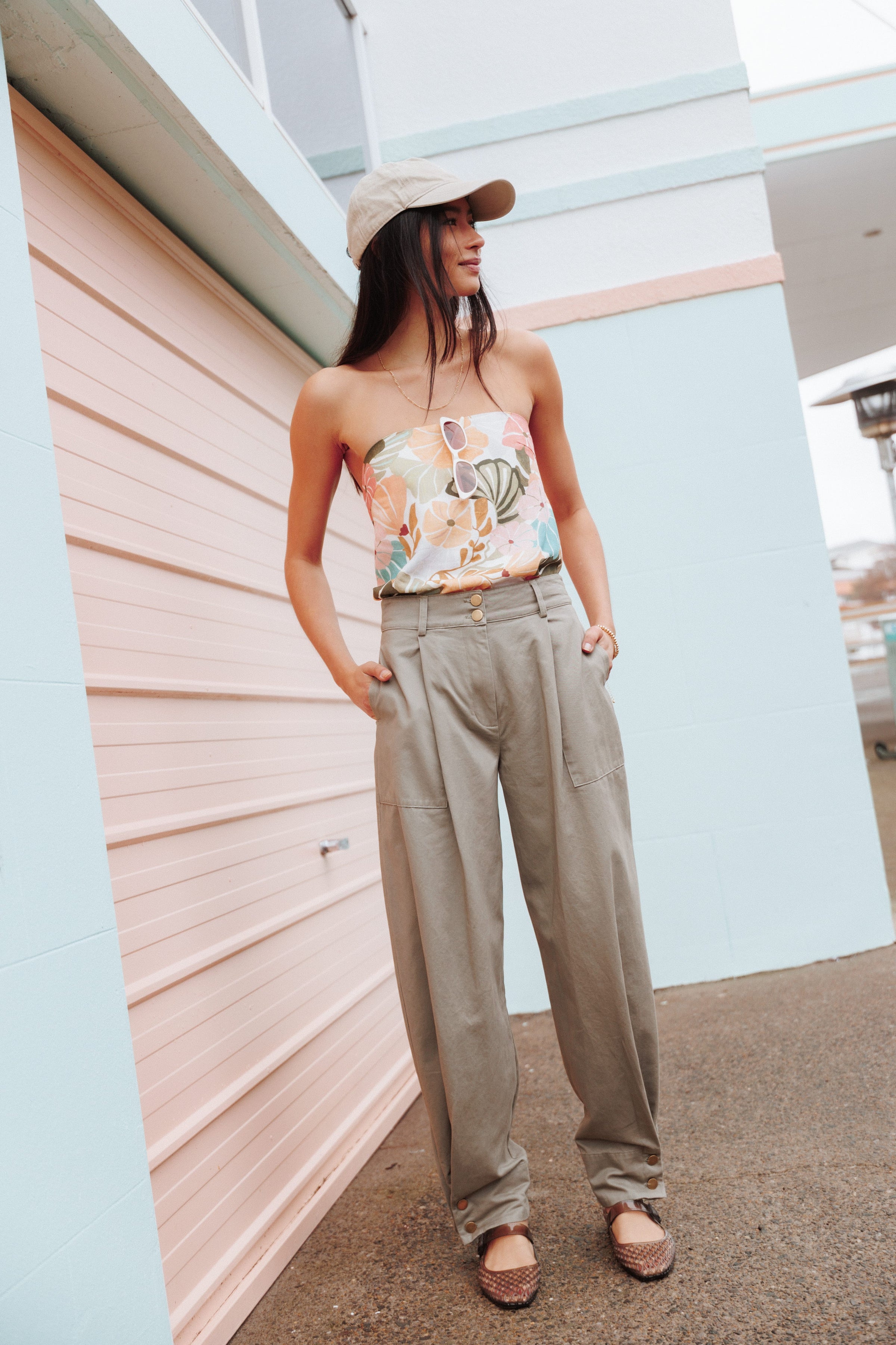 BOTTOMS Hilda Tapered Trouser Pants - Khaki