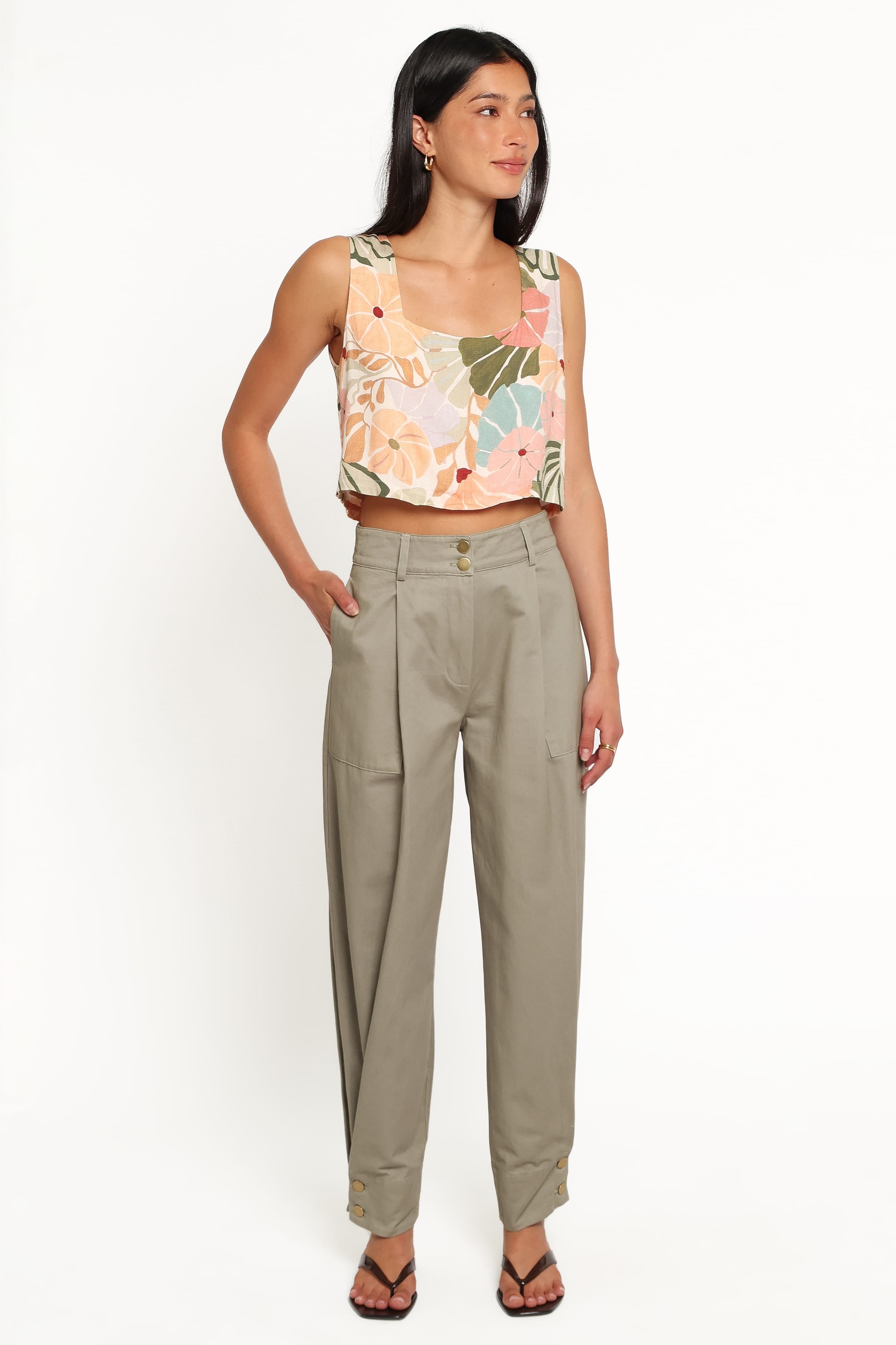 BOTTOMS Hilda Tapered Trouser Pants - Khaki