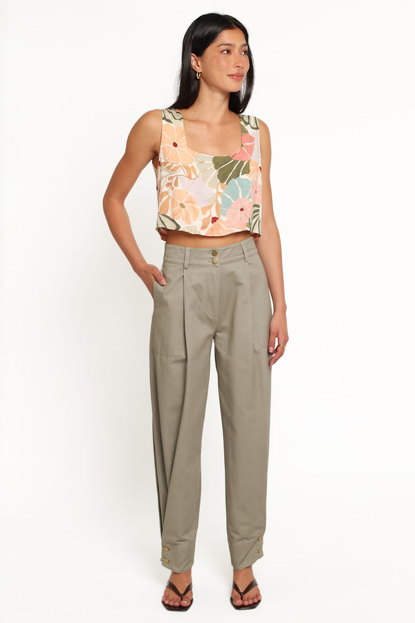 BOTTOMS Hilda Tapered Trouser Pants - Khaki