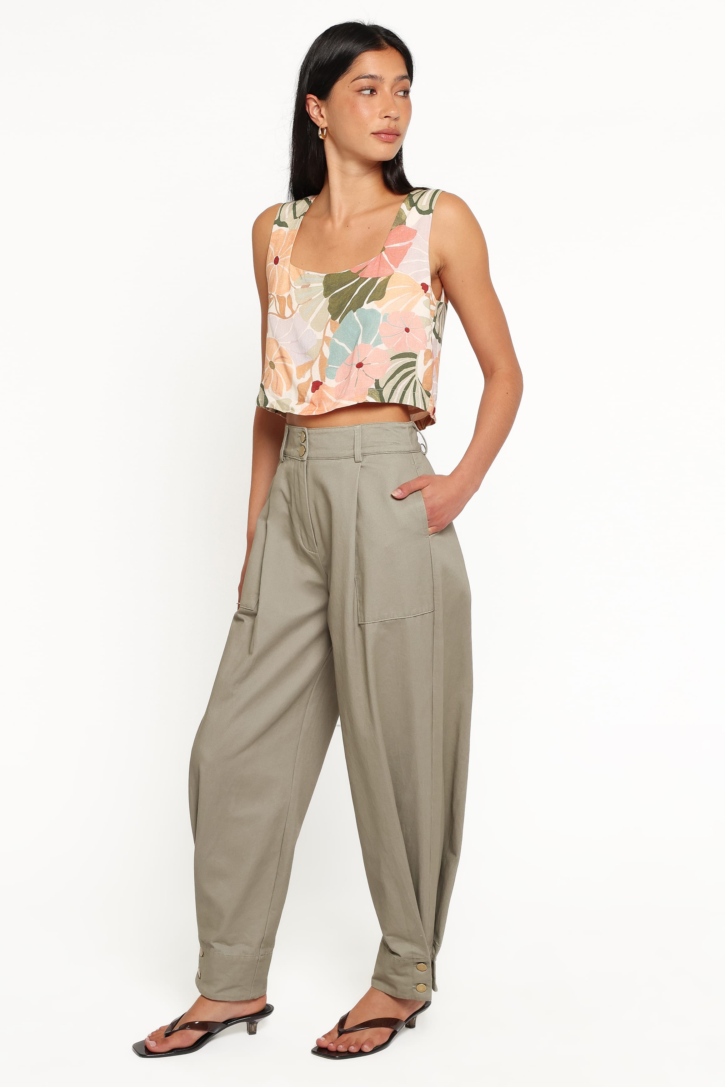 BOTTOMS Hilda Tapered Trouser Pants - Khaki