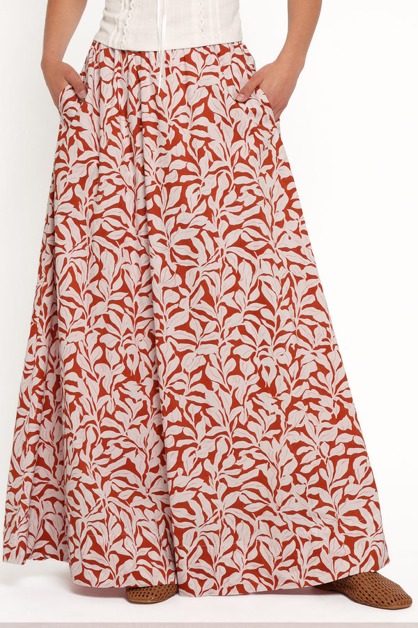 BOTTOMS Ivie Maxi Skirt - Red Floral