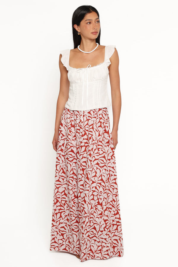 BOTTOMS Ivie Maxi Skirt - Red Floral