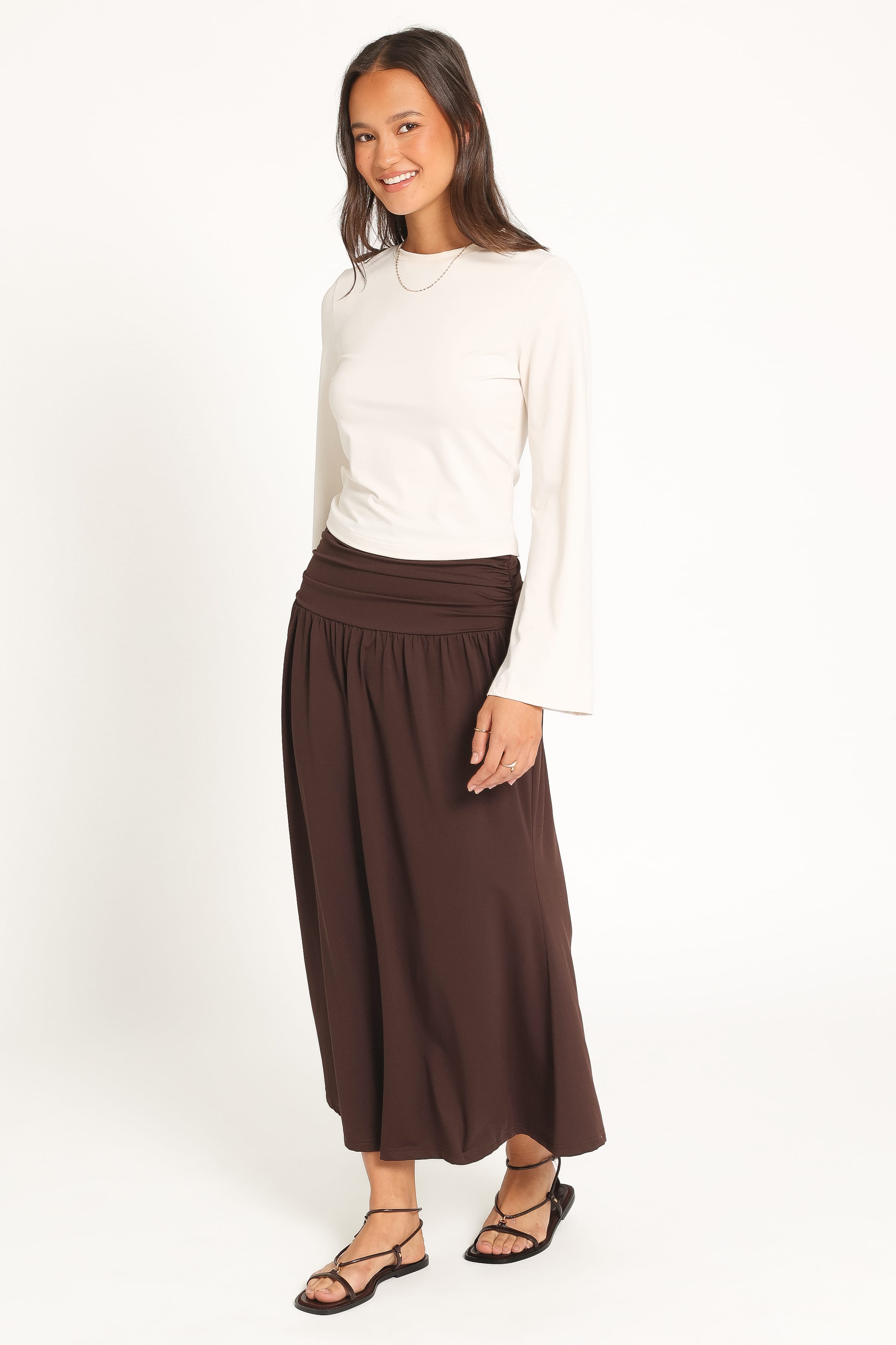 BOTTOMS Izzie Midi Skirt - Espresso