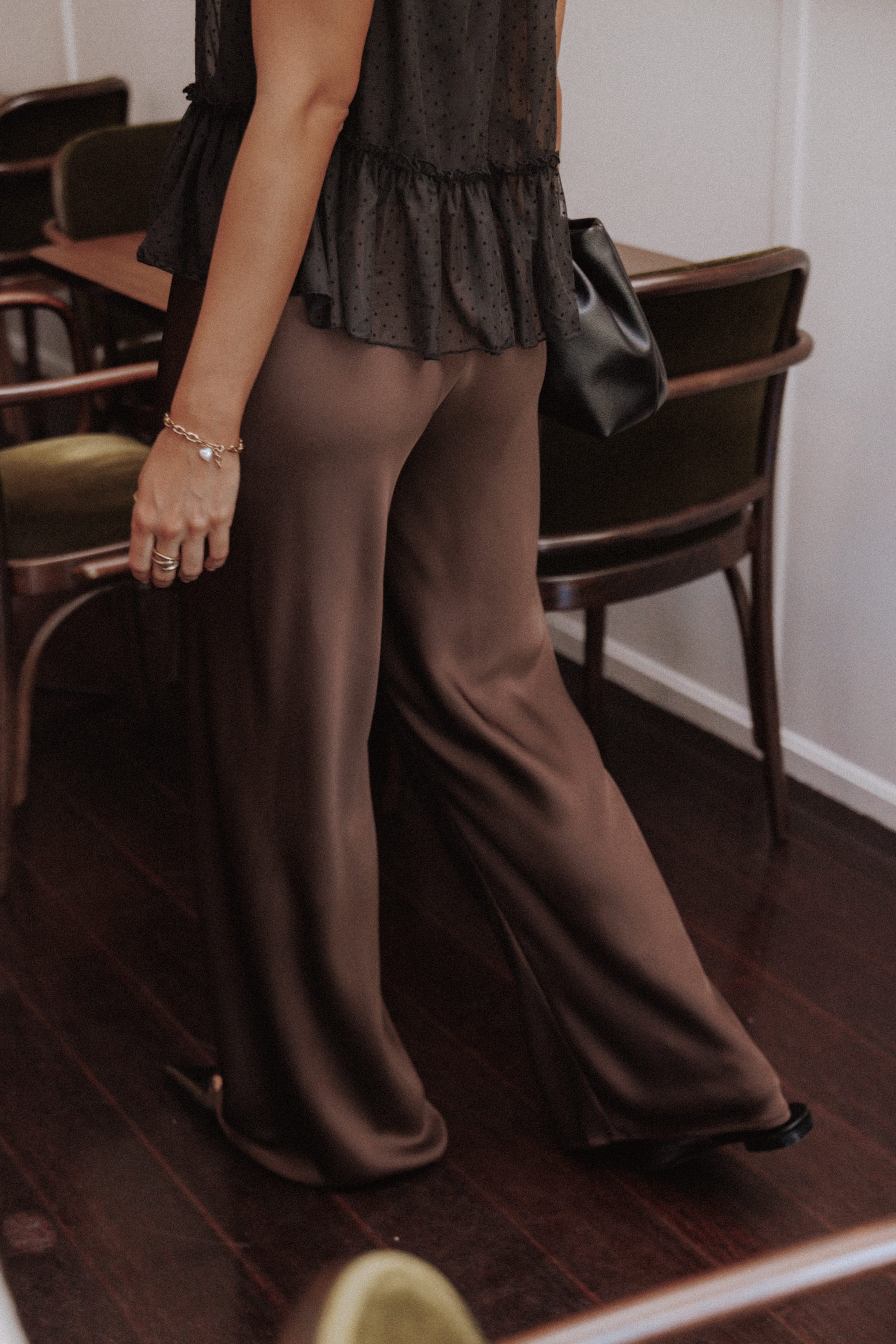 BOTTOMS Lainey Satin Pants - Chocolate Brown