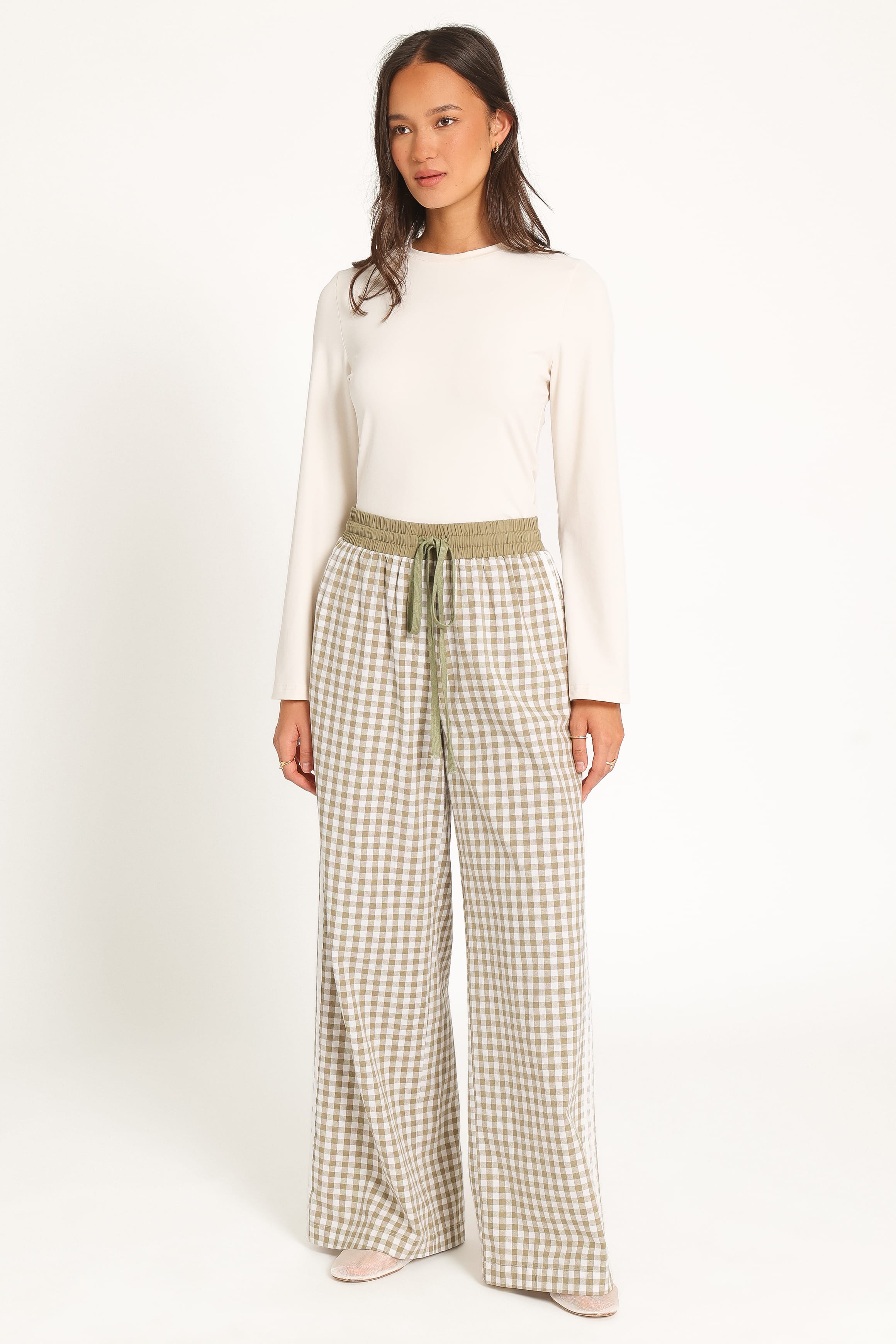 BOTTOMS Lawson Track Pants - Green Gingham