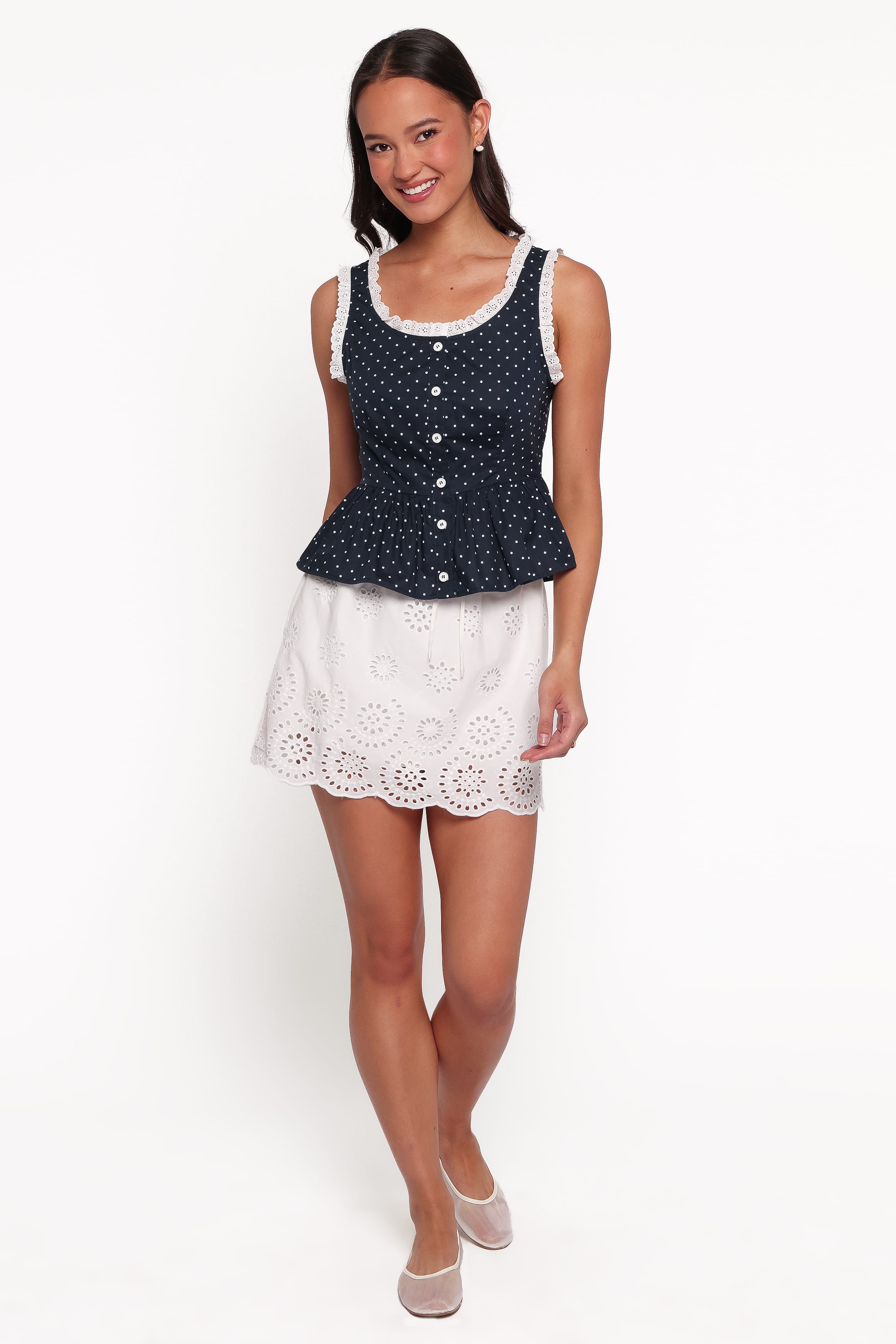 BOTTOMS Maxima Mini Skirt - White Broderie