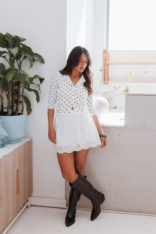 BOTTOMS Maxima Mini Skirt - White Broderie