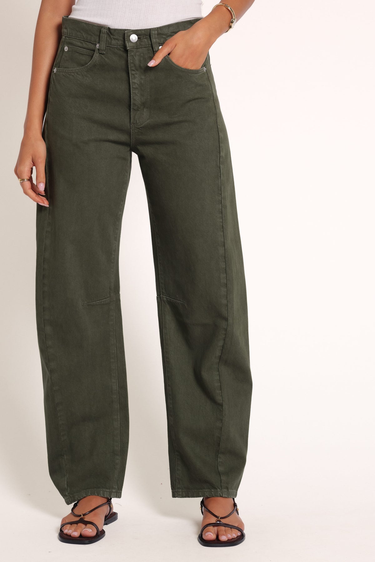 BOTTOMS Rollas Arc Barrel Long Jeans - Military