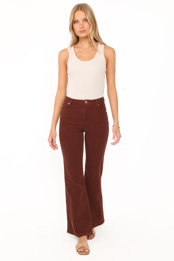 BOTTOMS Rollas Eastcoast Flare Jeans - Cord Cognac